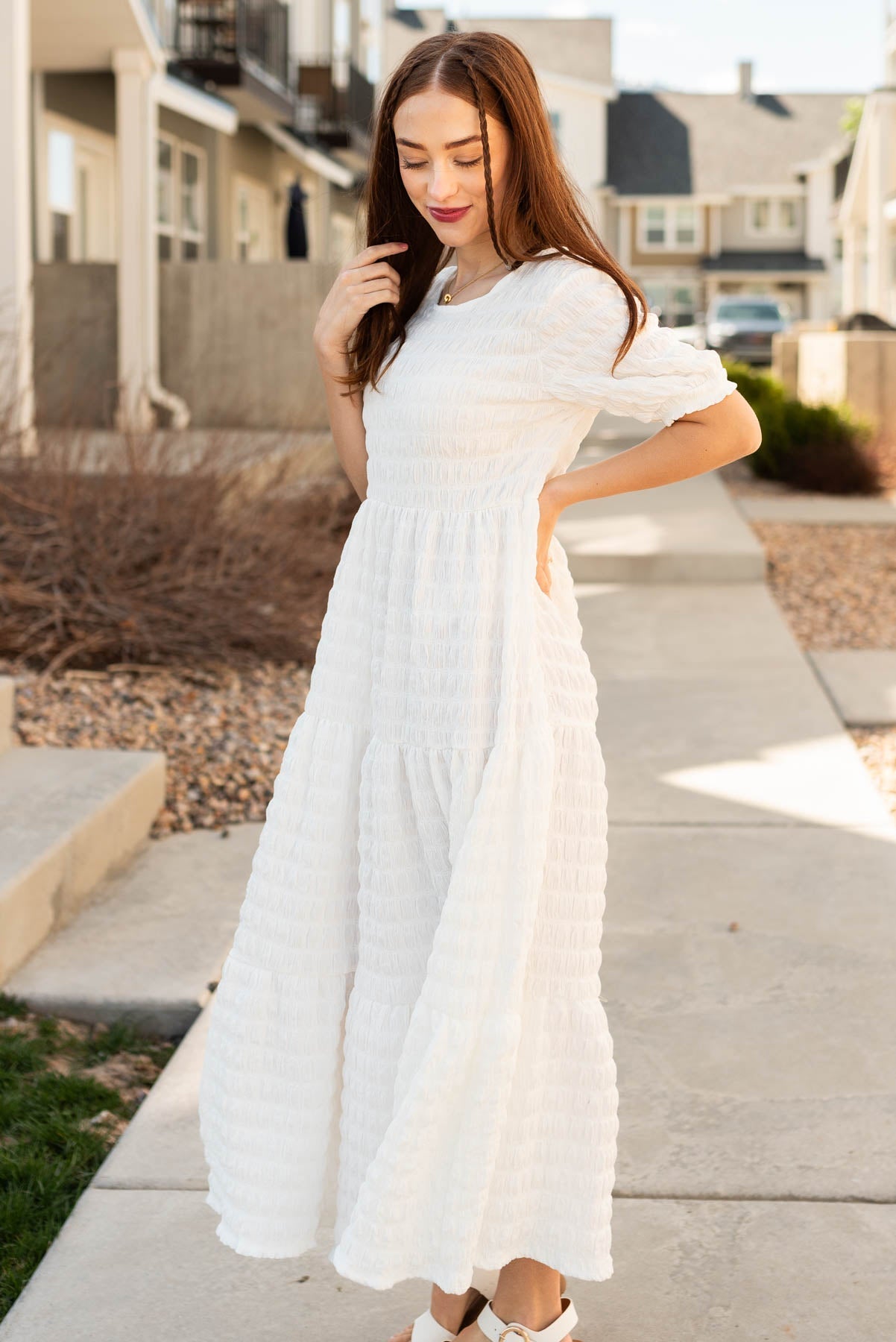 Kimberlee White Textured Maxi Dress