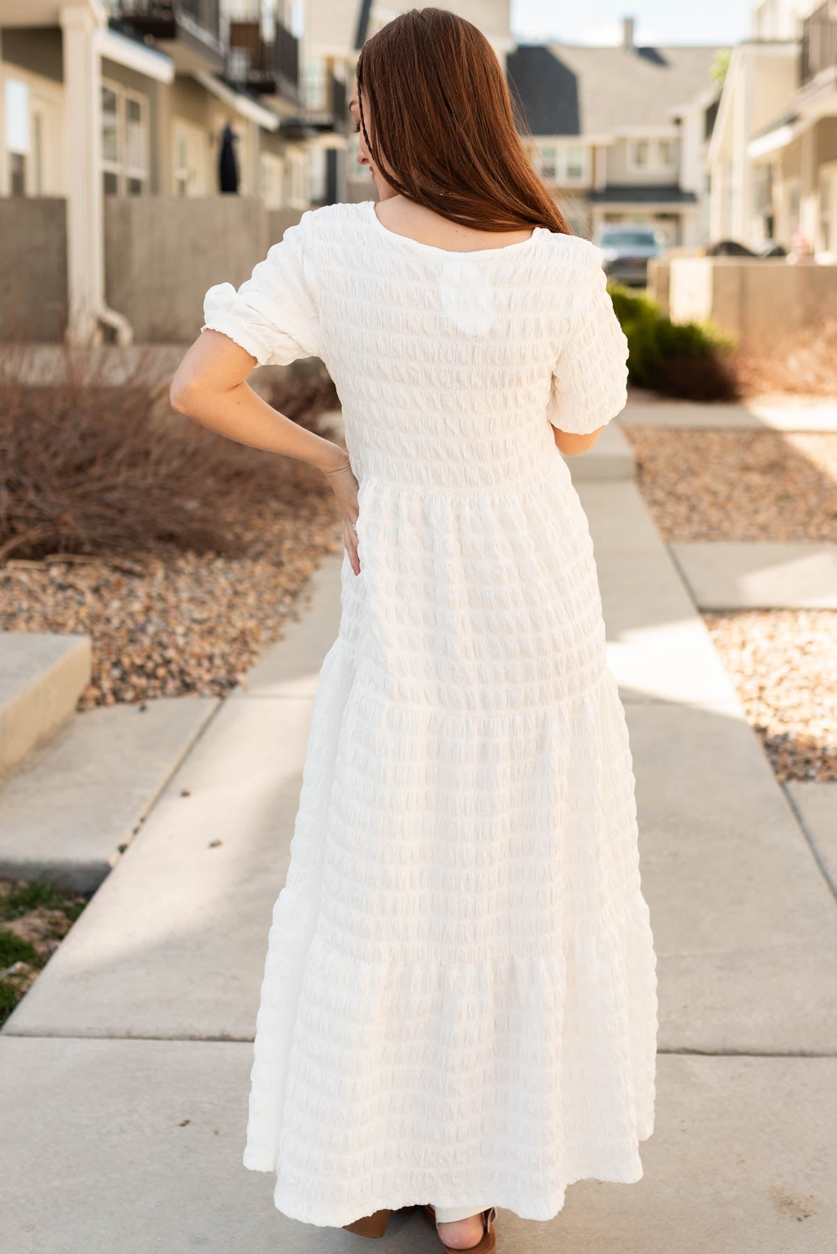 Kimberlee White Textured Maxi Dress