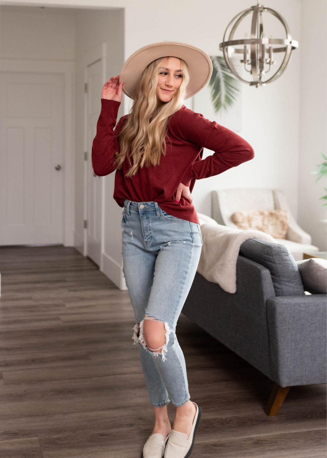 Kimberly Burgundy Top