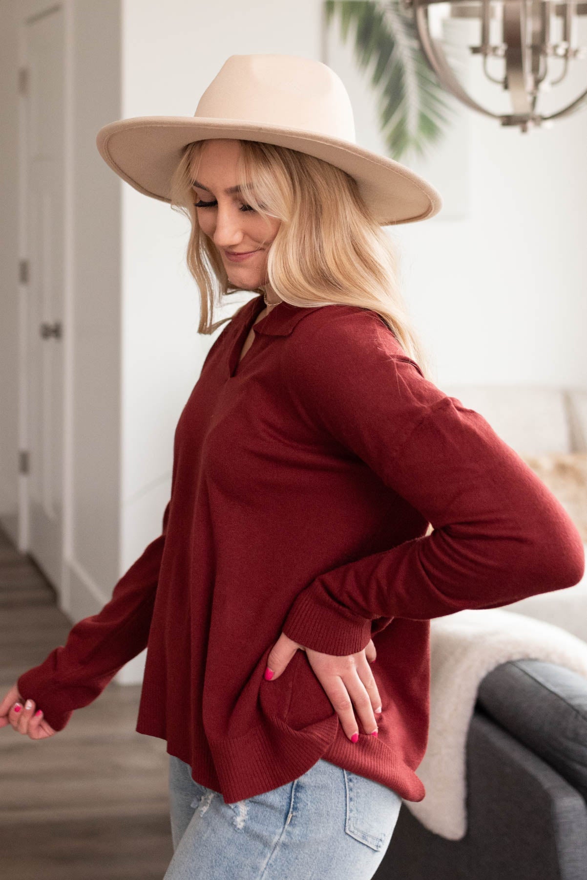 Kimberly Burgundy Top