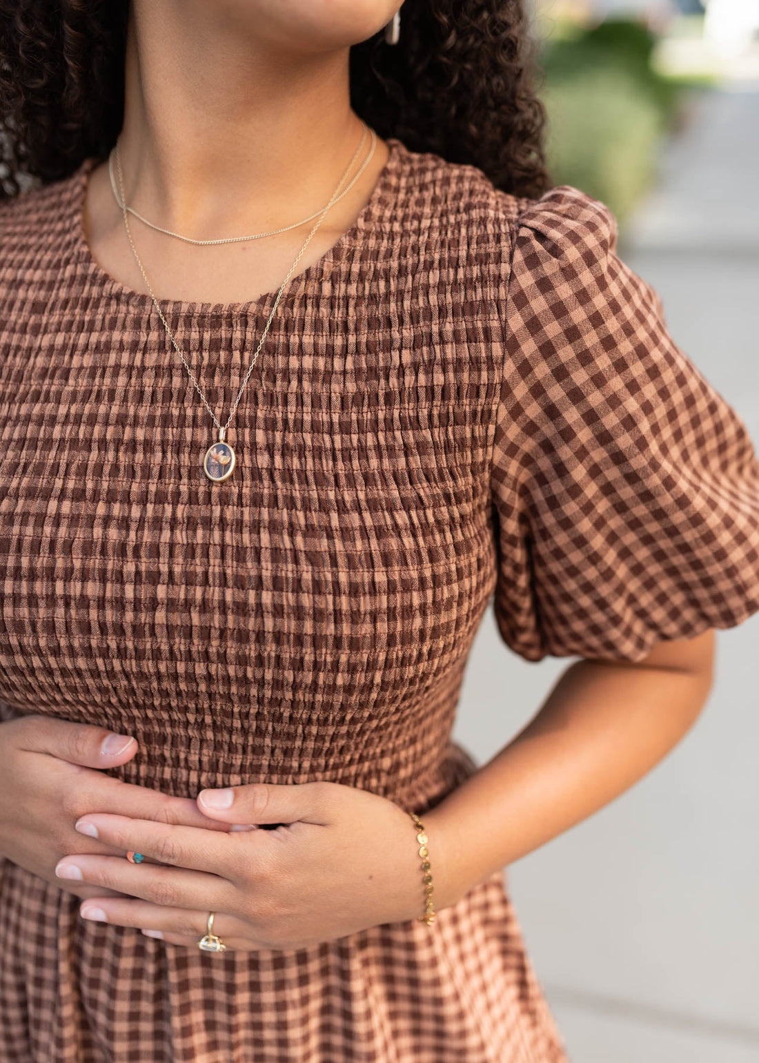 Kinsley Mocha Gingham Dress
