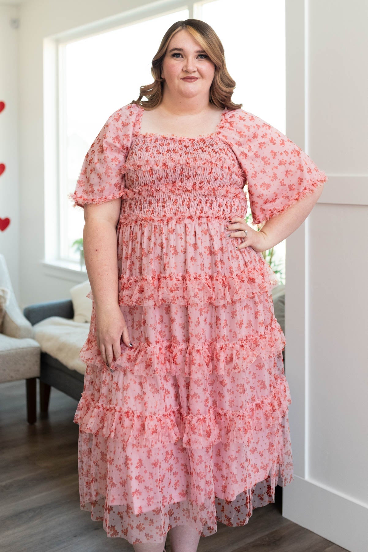 Kinsley Pink Floral Tiered Dress