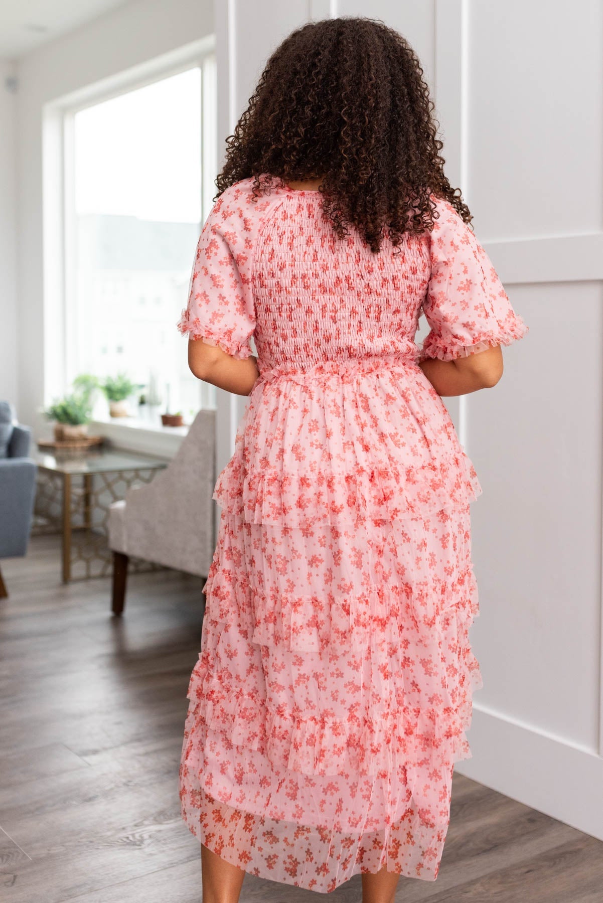 Kinsley Pink Floral Tiered Dress