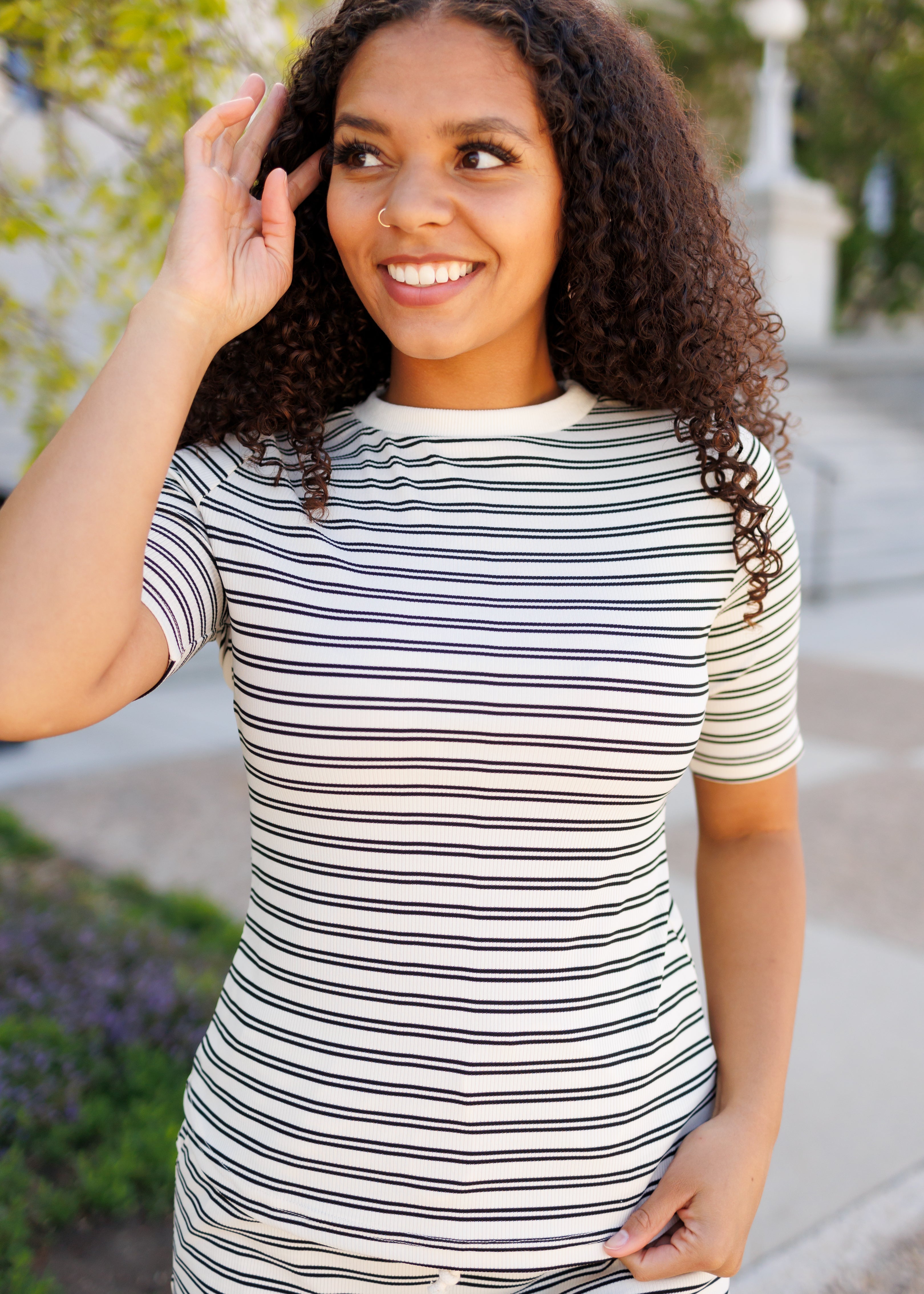 Klara Black Striped Top