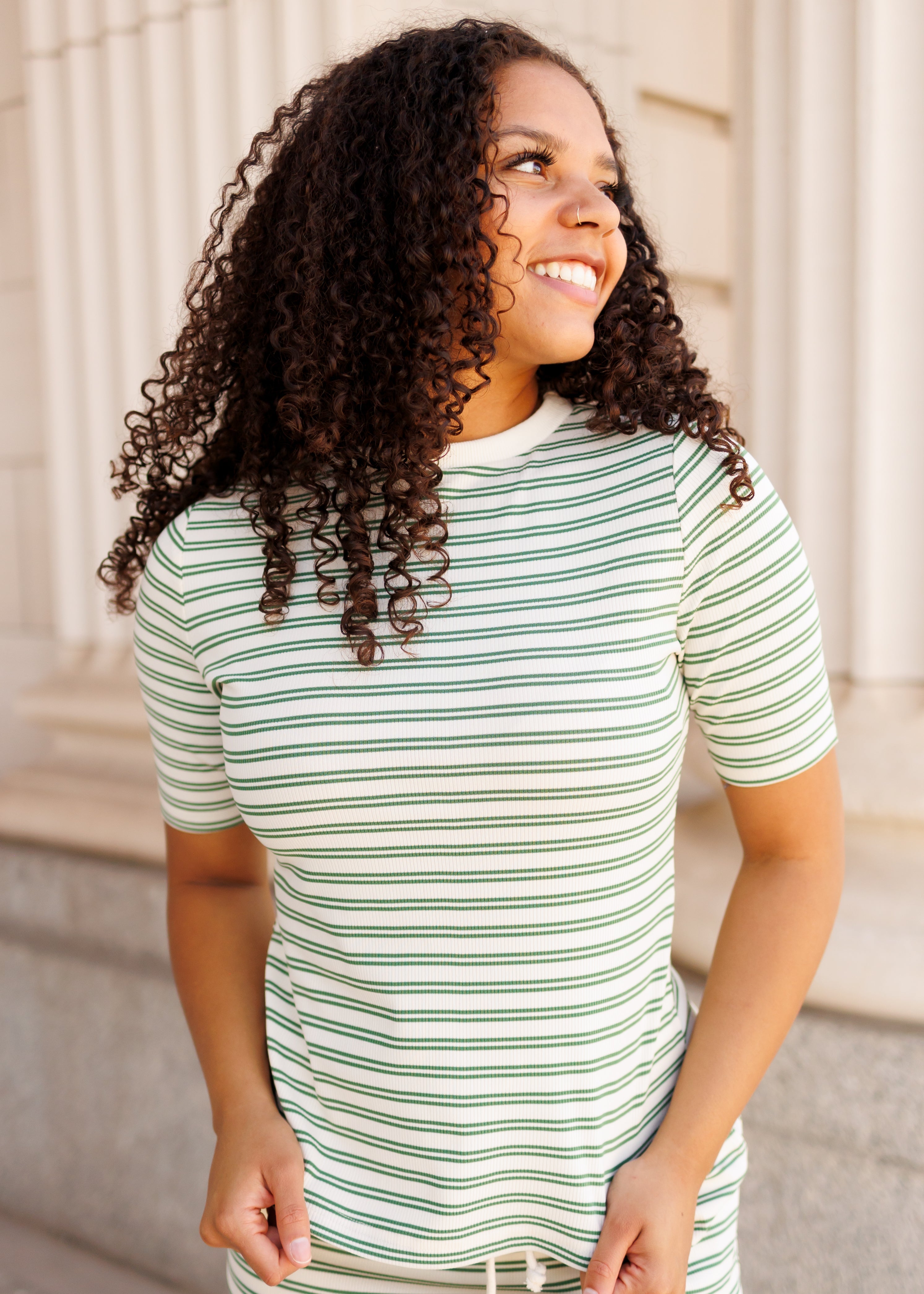 Klara Green Striped Top