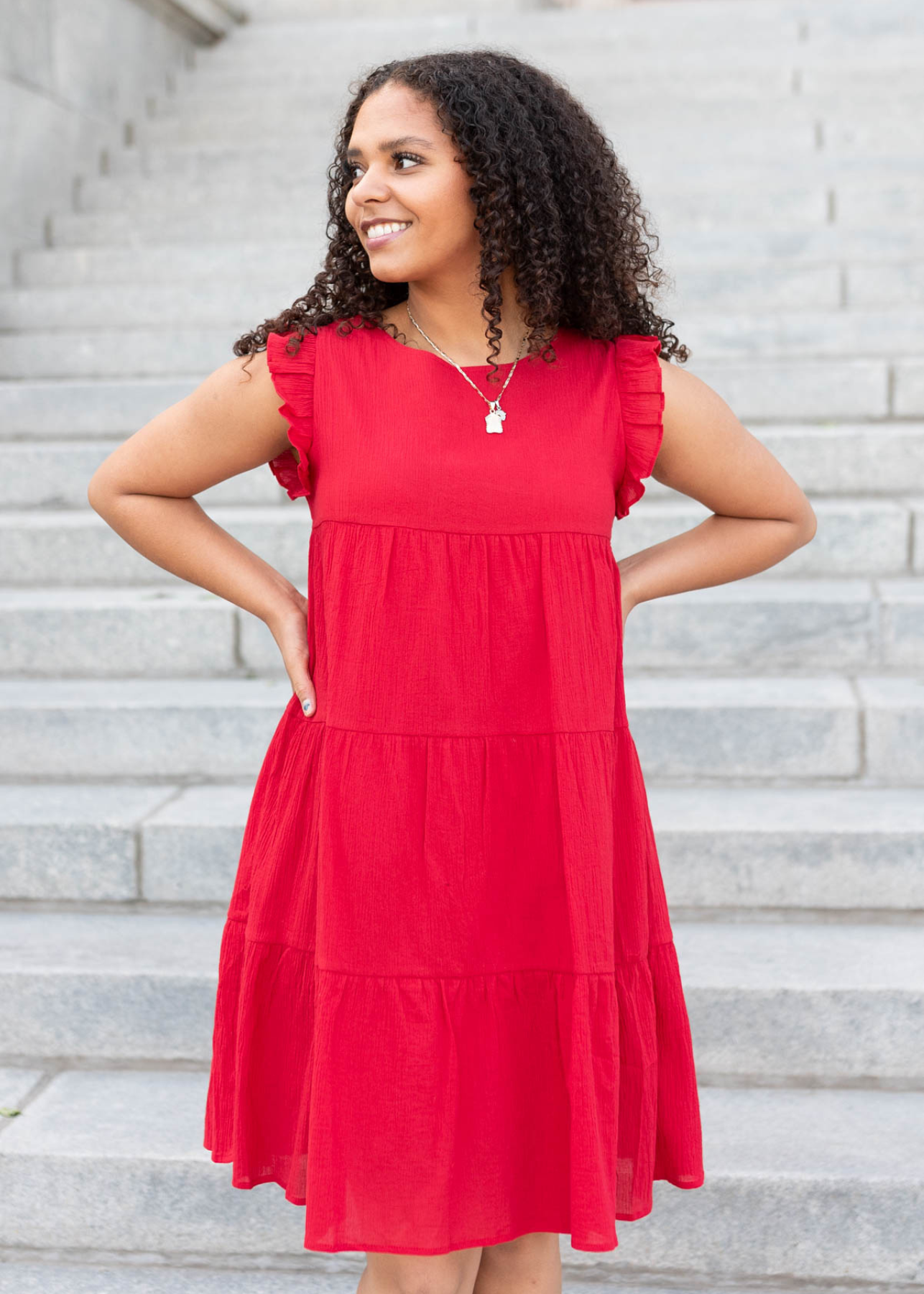 Kodi Red Ruffle Mini Dress