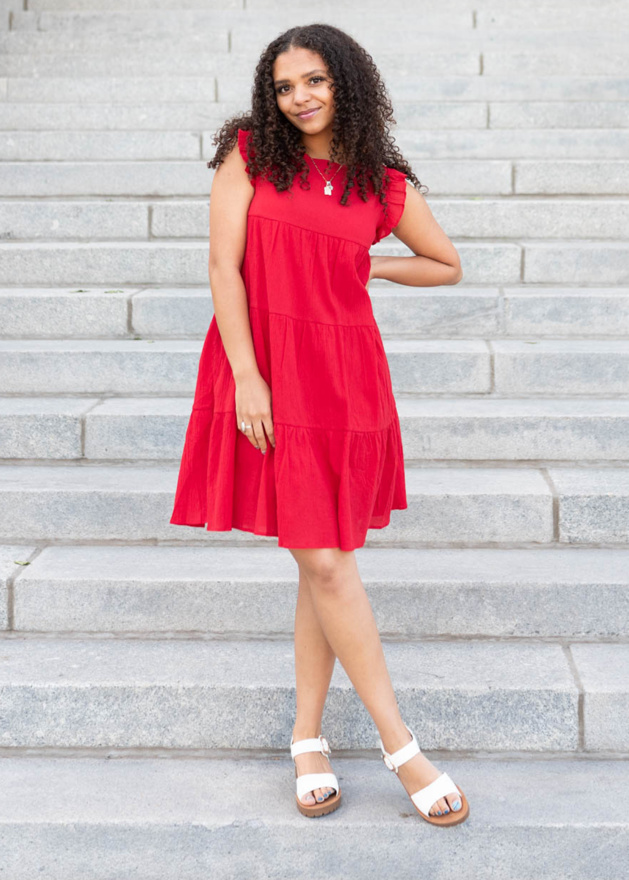 Kodi Red Ruffle Mini Dress