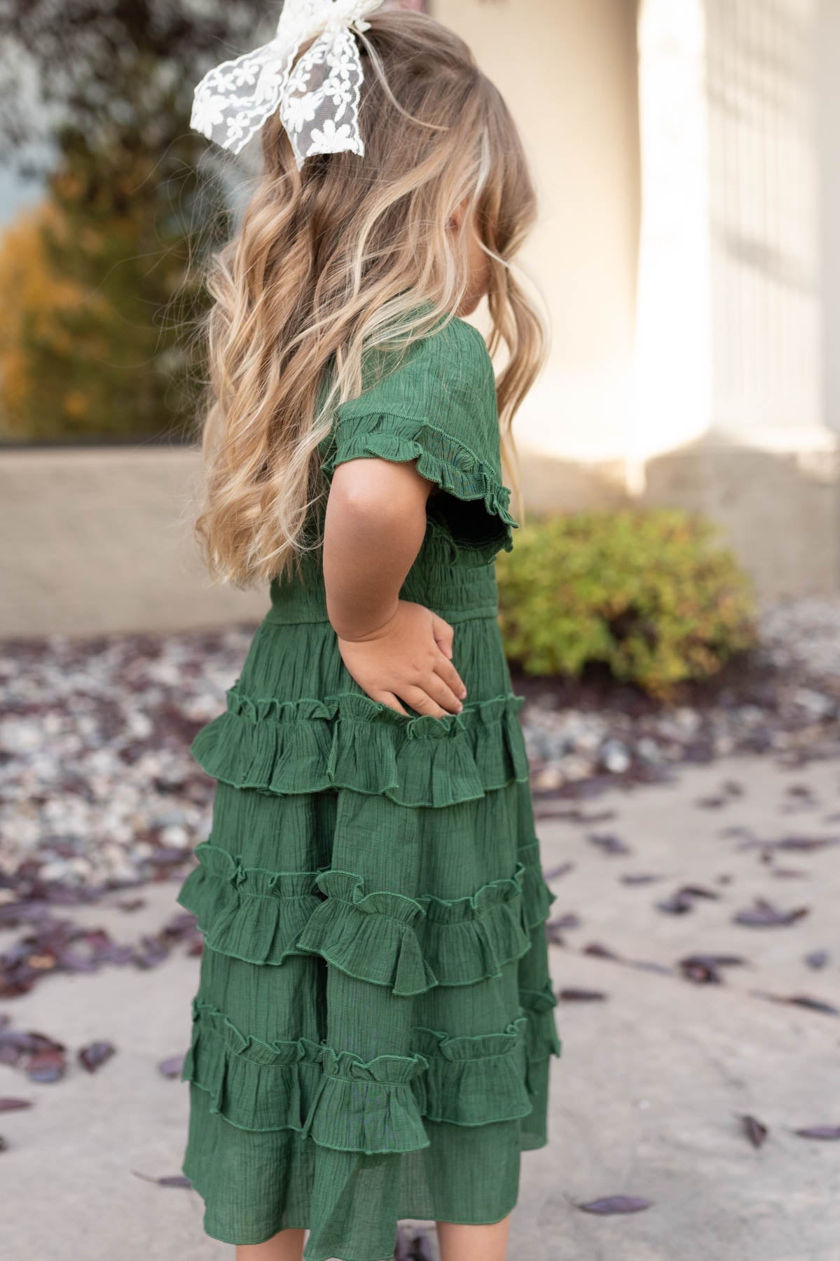 Korin Green Ruffle Tiered Little Girl Dress