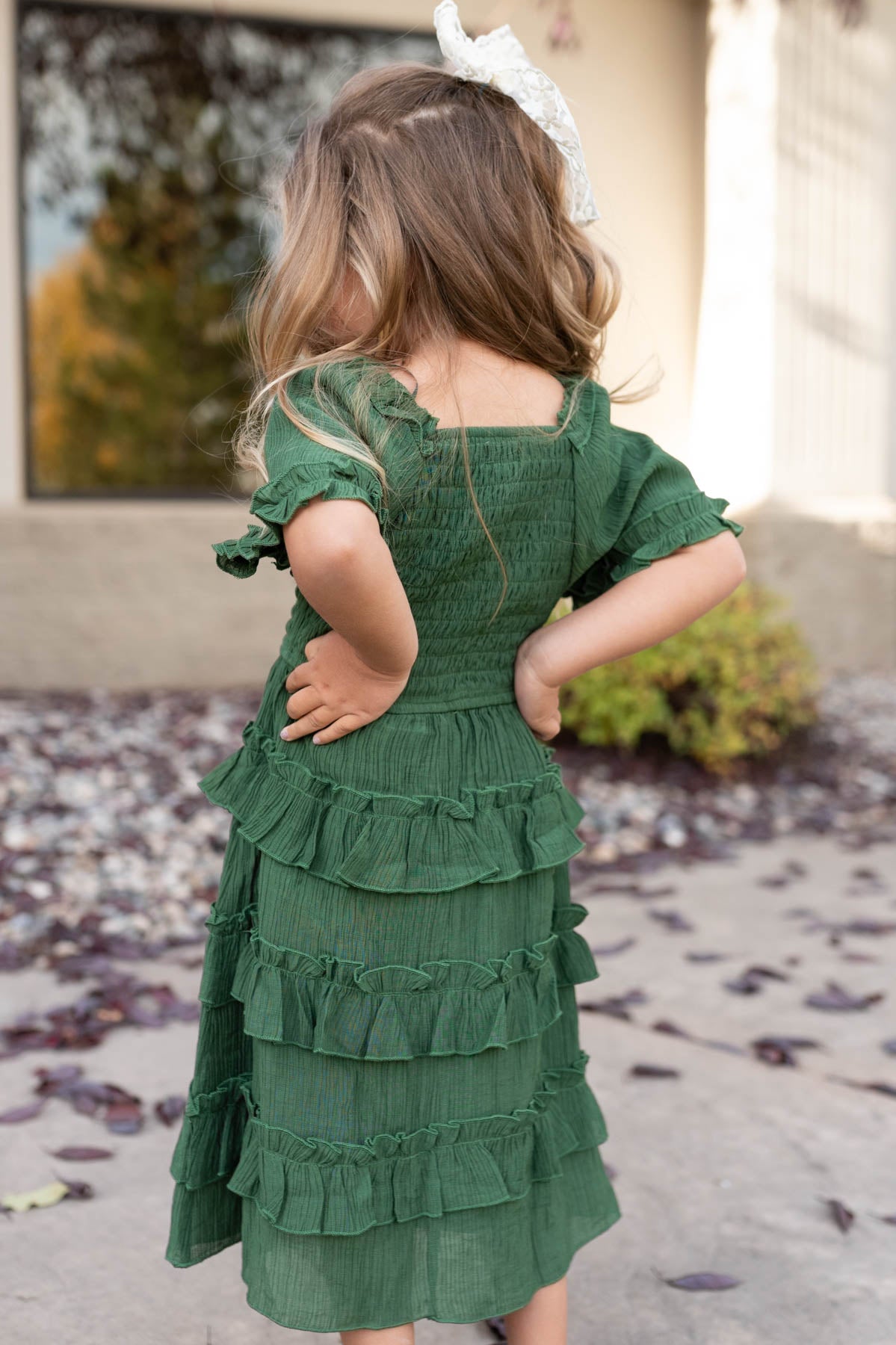 Korin Green Ruffle Tiered Little Girl Dress