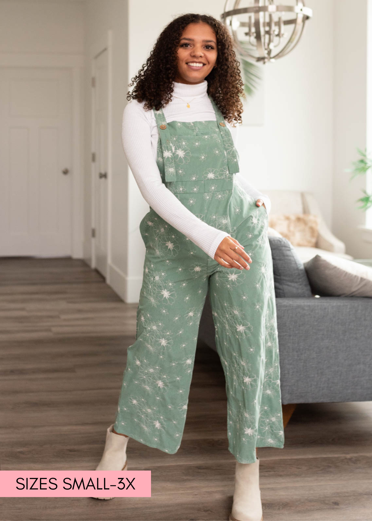Krista Green Embroidered Overalls