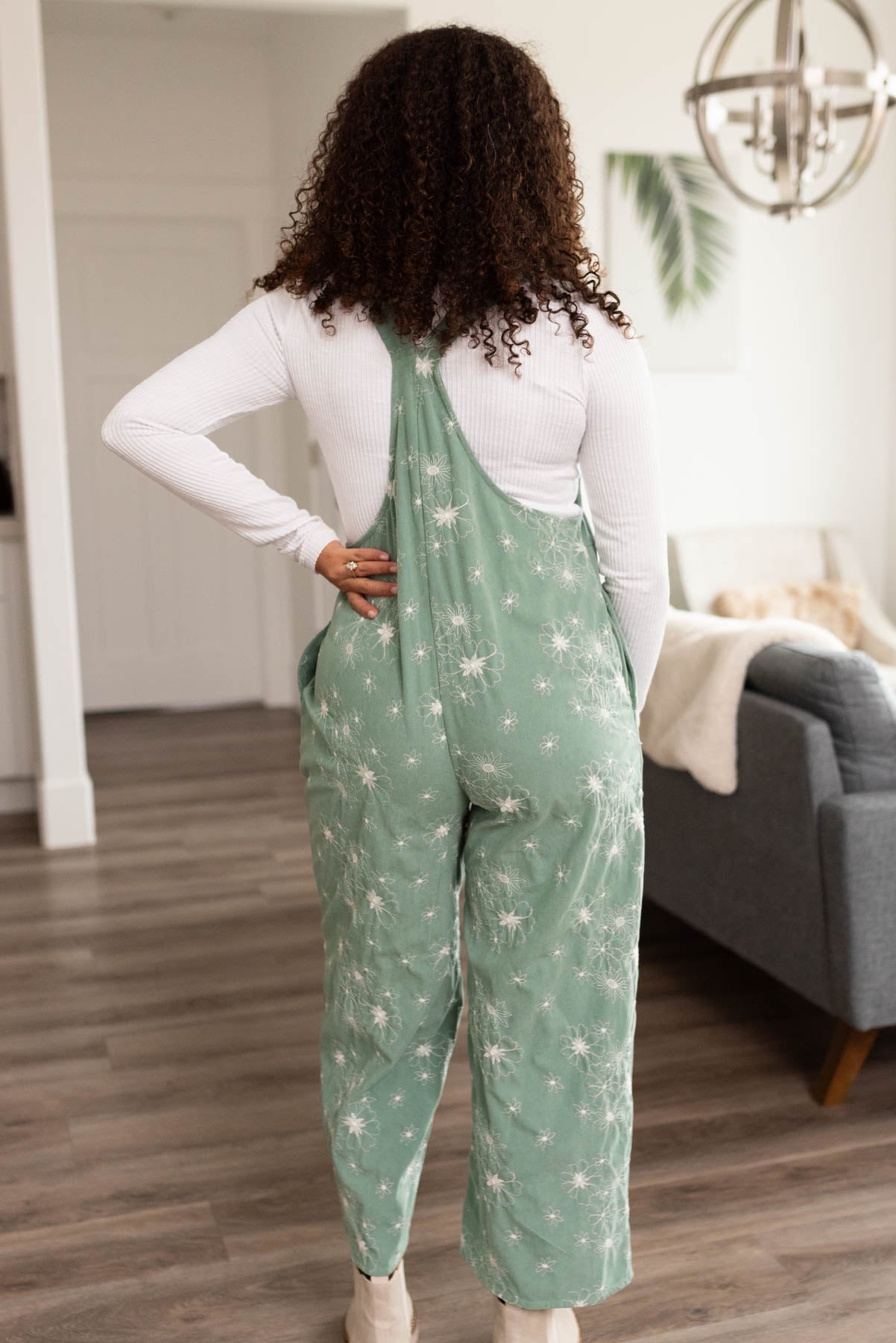 Krista Green Embroidered Overalls