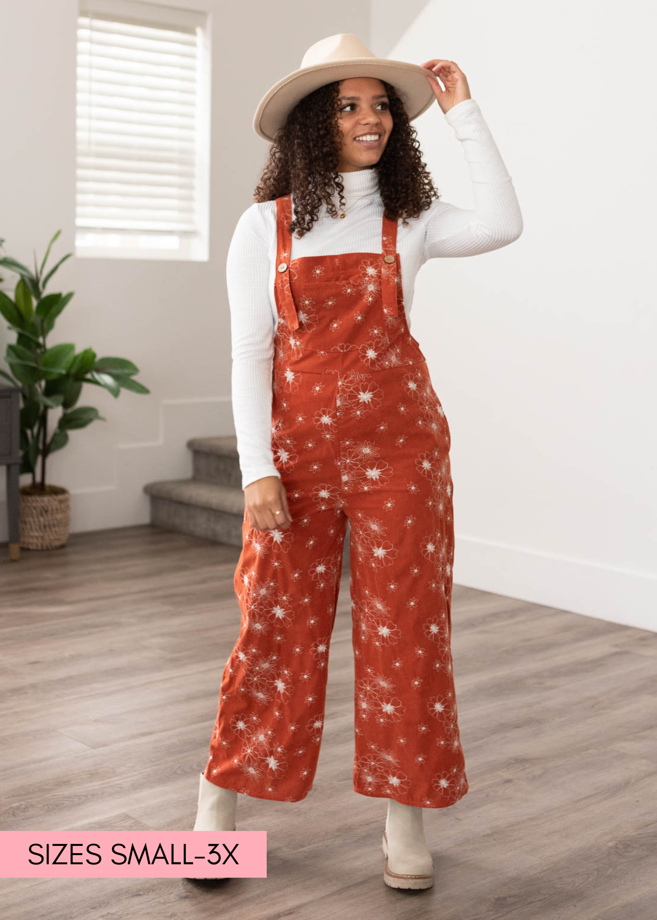 Krista Rust Embroidered Overalls