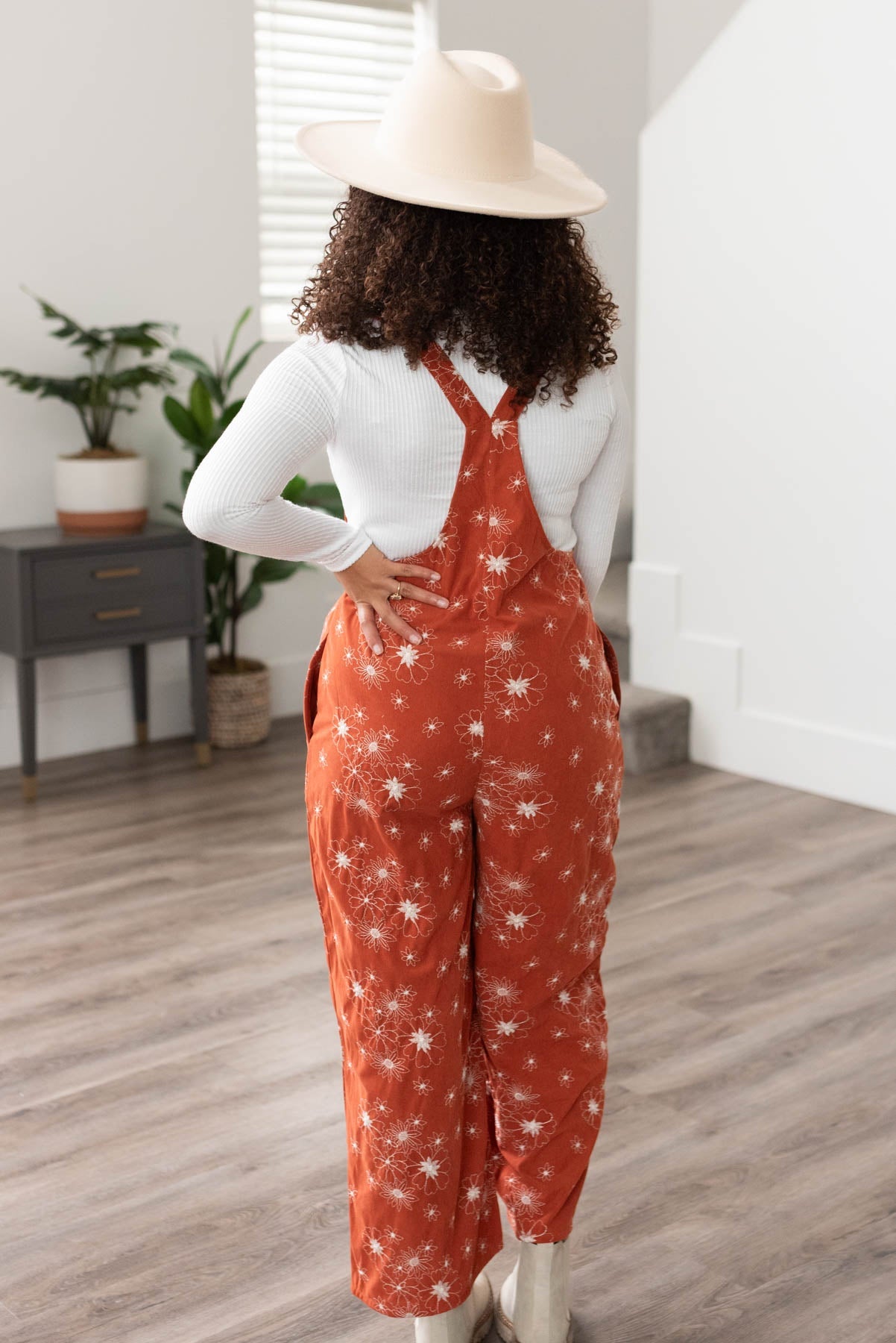 Krista Rust Embroidered Overalls