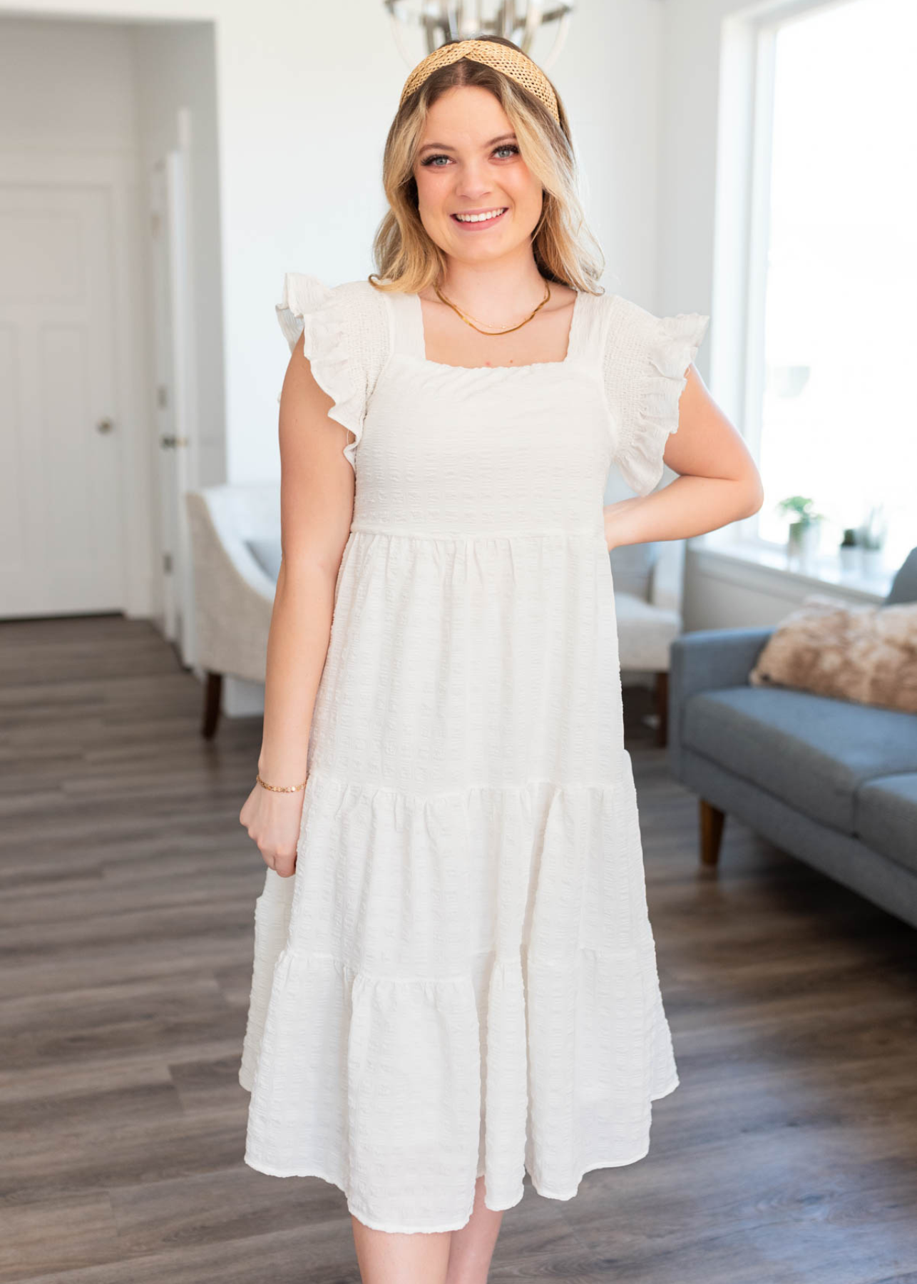 Kristi White Textured Dress