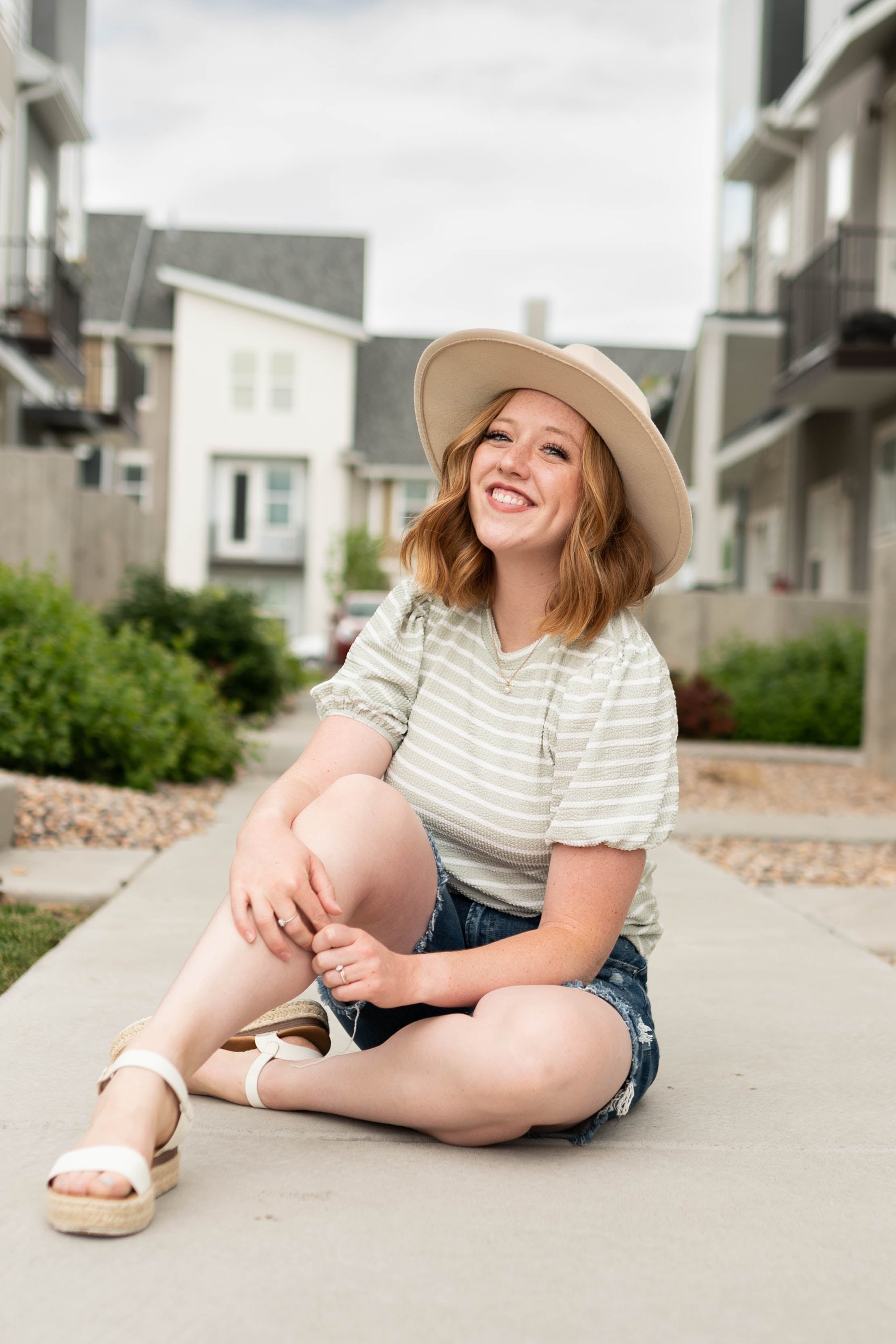 Kristine Sage Striped Top