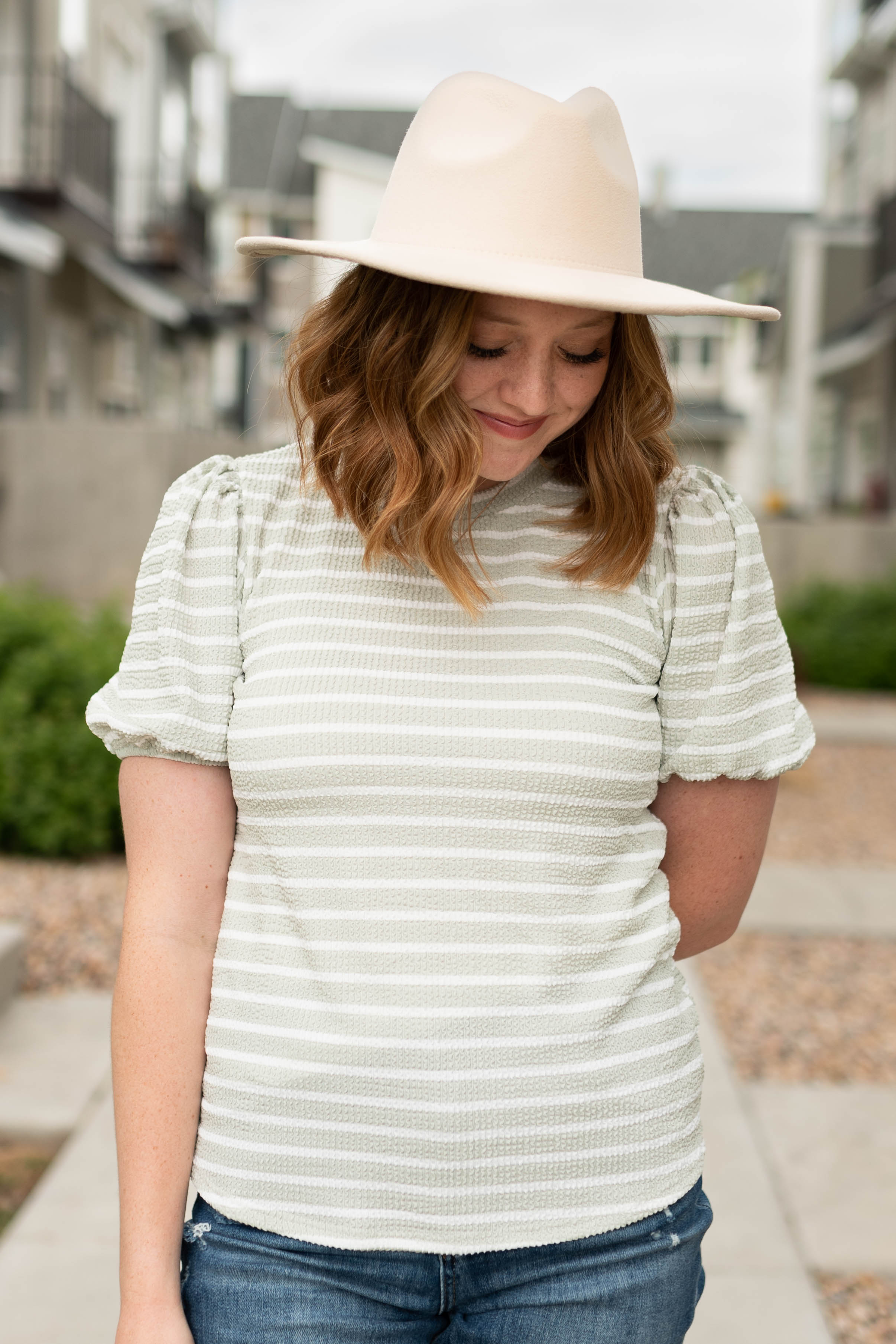 Kristine Sage Striped Top