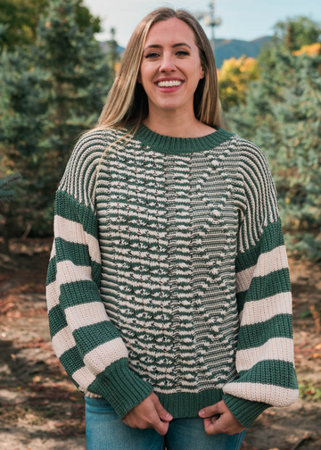 Kristy Green Stripe Knit Sweater