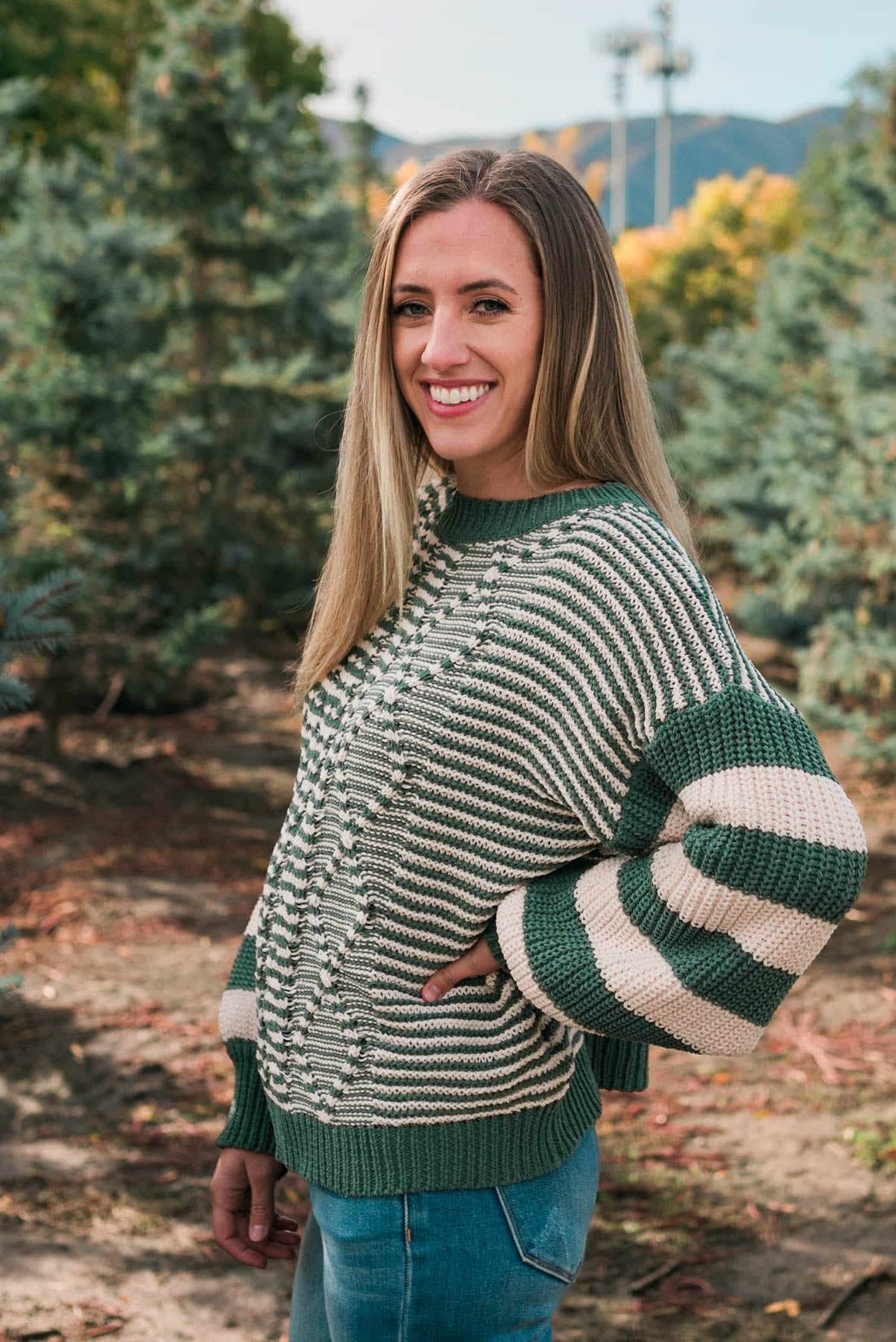 Kristy Green Stripe Knit Sweater