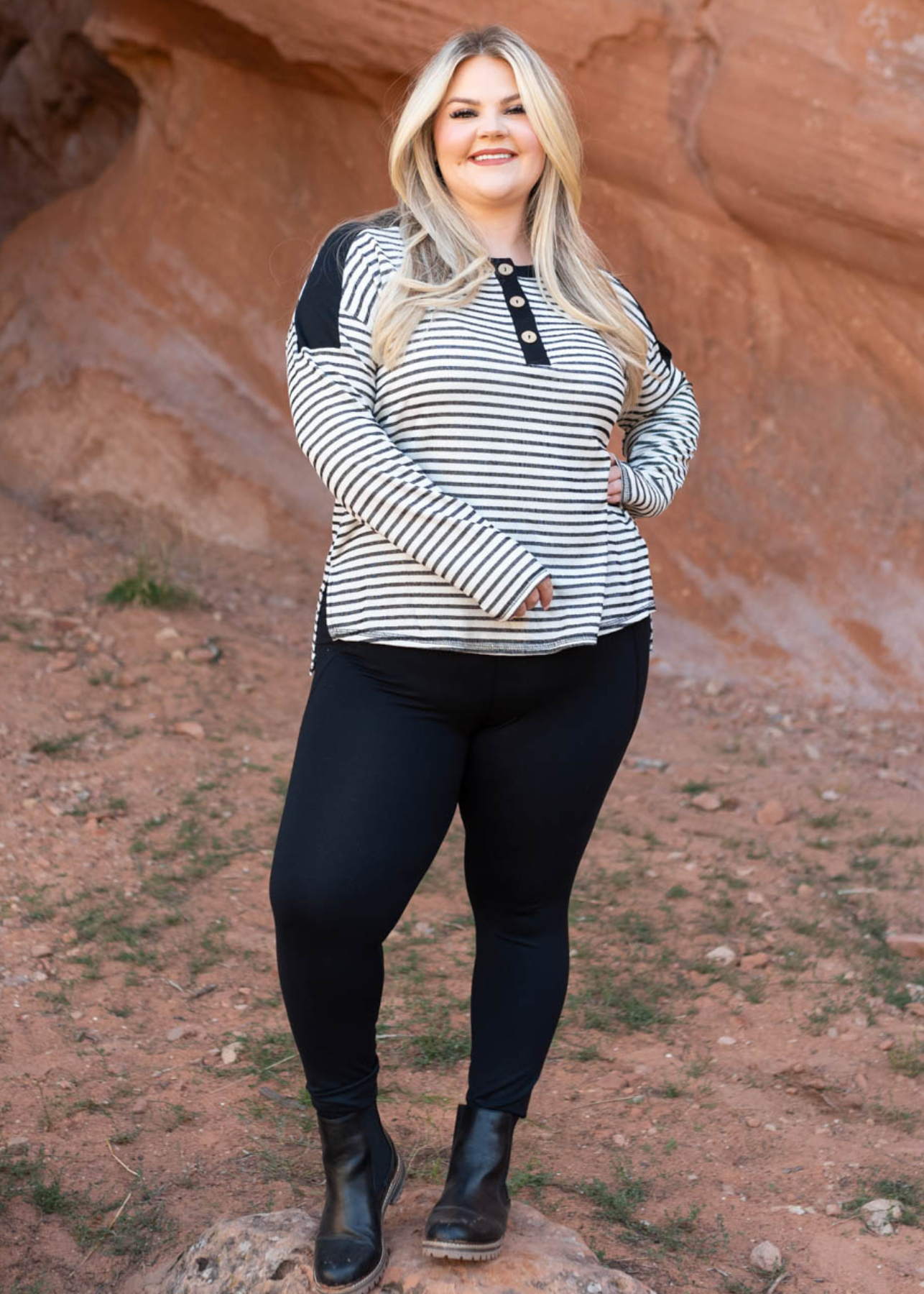 Kyla Black Striped Top
