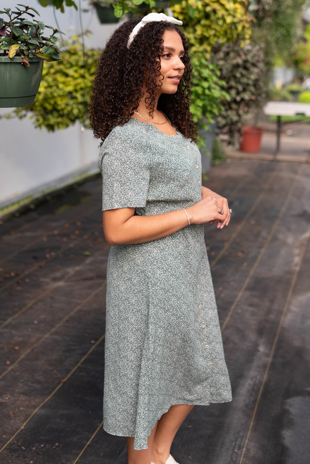 Kyleigh Deep Green Button Down Dress