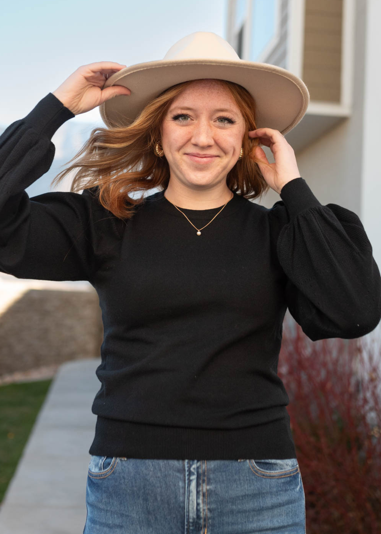 Lacey Black Puff Sleeve Sweater