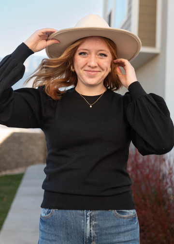 Lacey Black Puff Sleeve Sweater