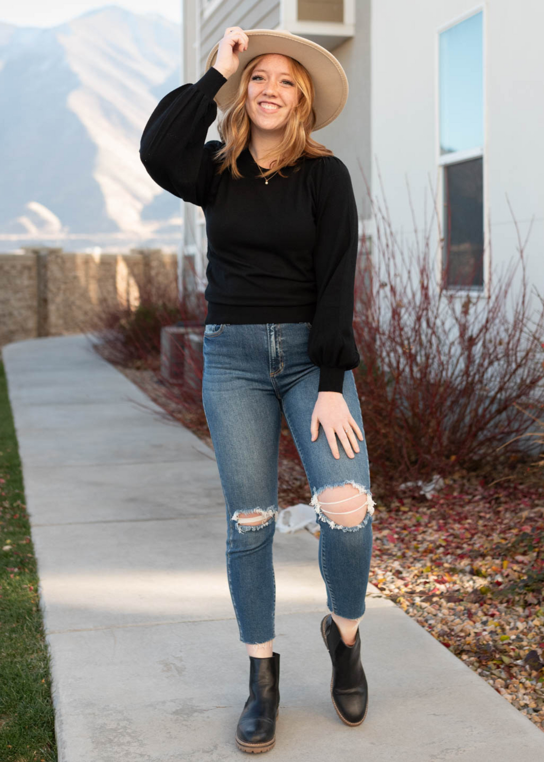 Lacey Black Puff Sleeve Sweater