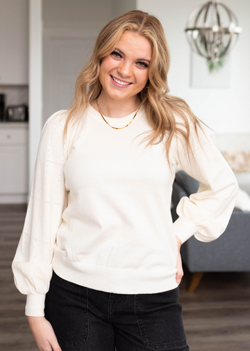 Lacey Ivory Puff Sleeve Sweater