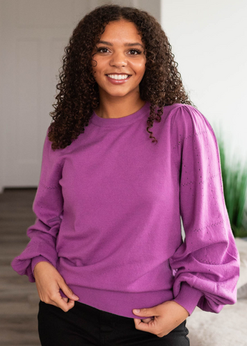 Lacey Mulberry Puff Sleeve Sweater