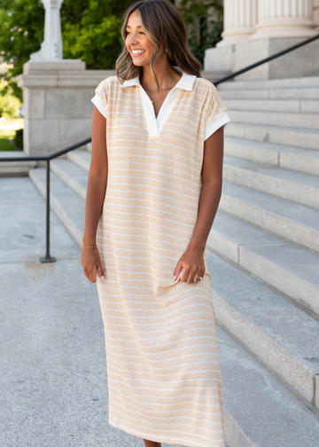 Lacey Yellow Knit T-Shirt Dress