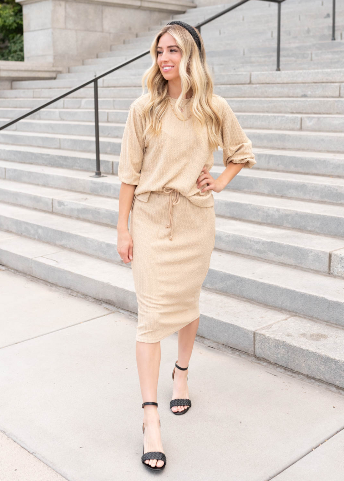 Lainey Beige Textured Skirt