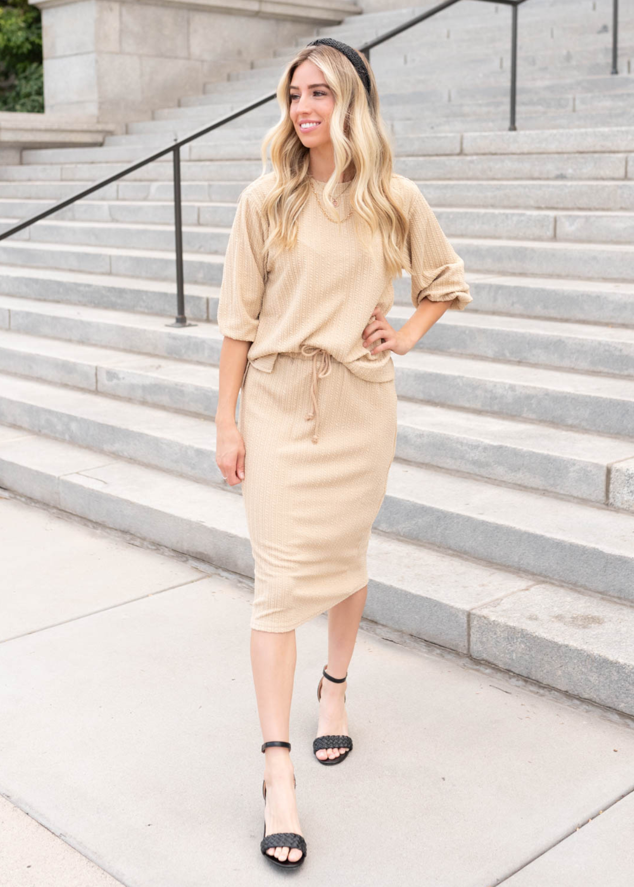 Lainey Beige Textured Skirt