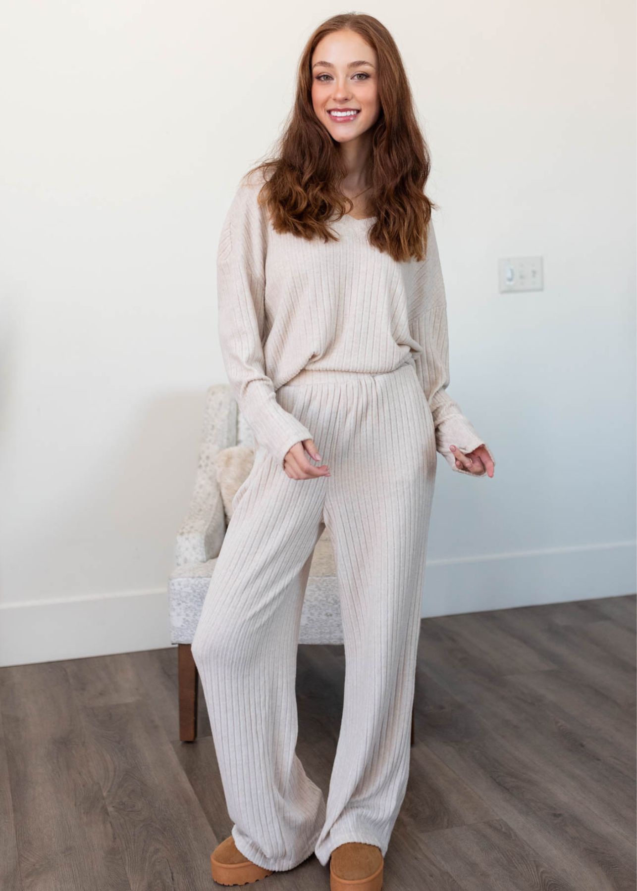 Lana Khaki Ribbed Lounge Set