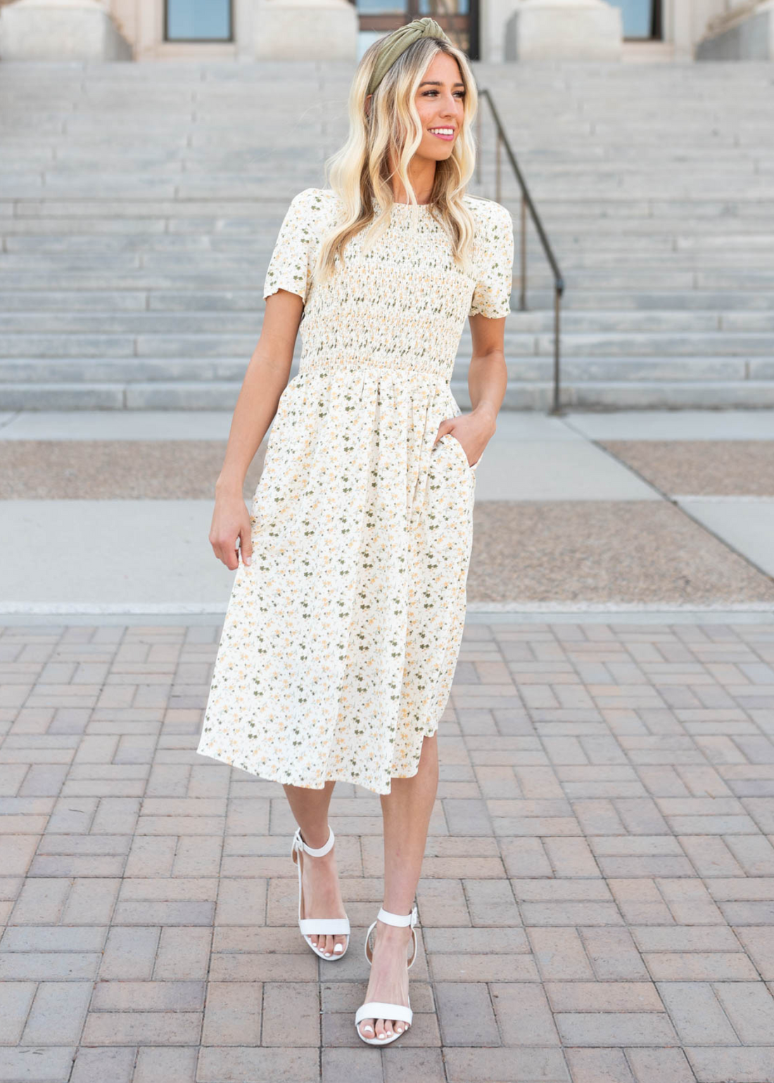Lani Cream Floral Midi Dress