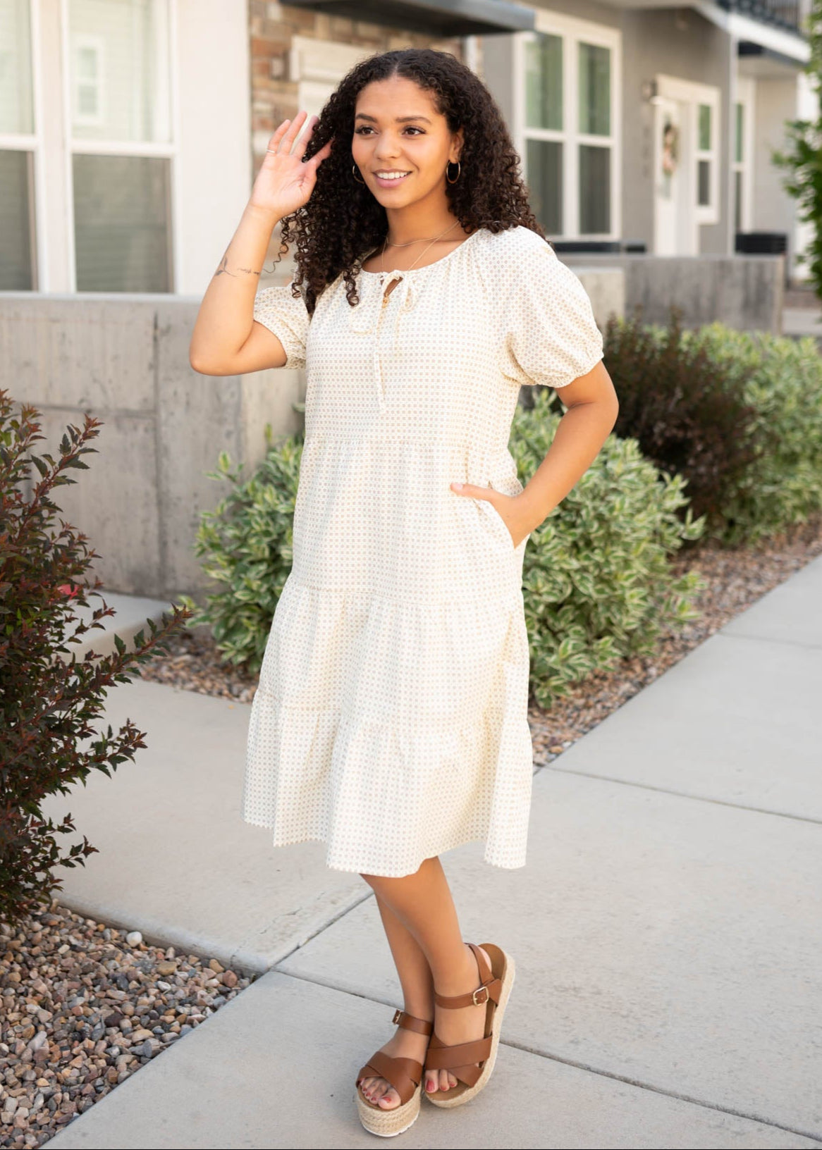 Lani Cream Pattern Dress