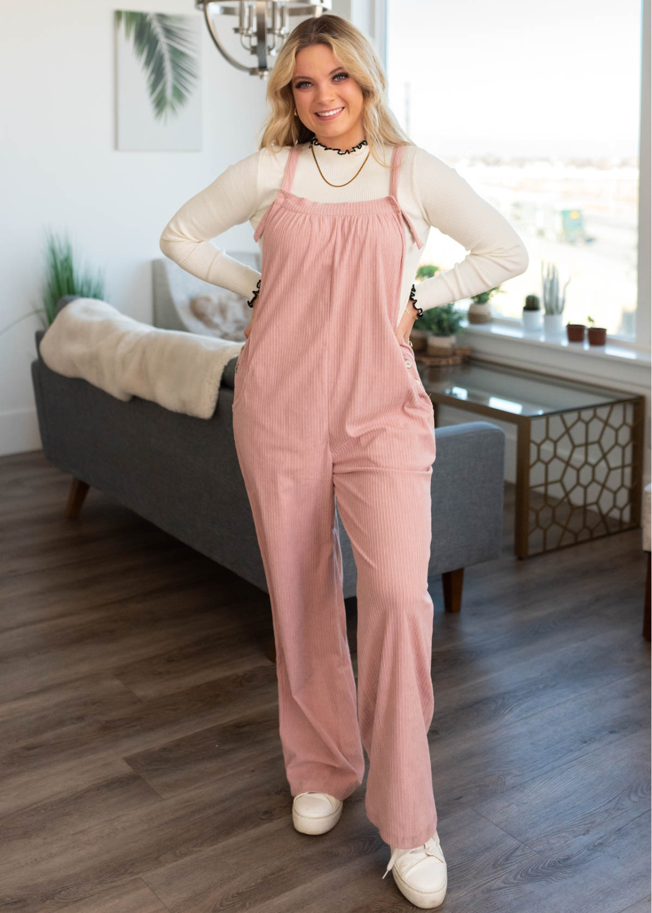 Laray Dusty Pink Corduroy Overalls