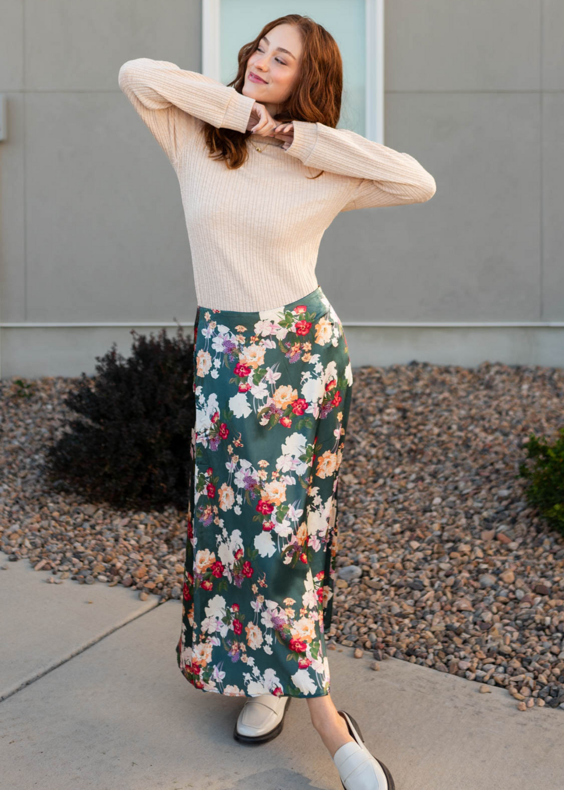 Lashae Satin Floral Skirt