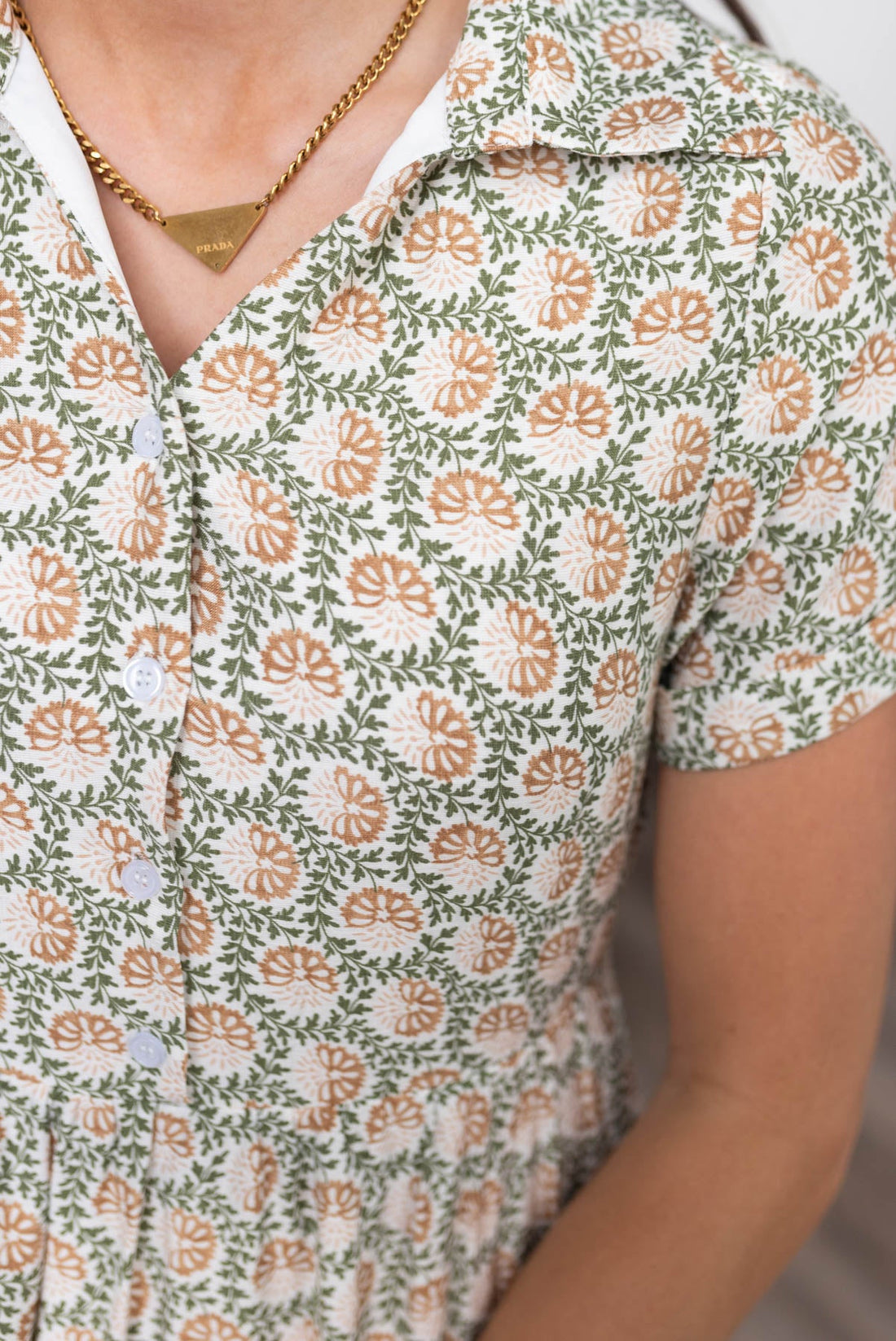 Lauretta Green Floral Collared Dress