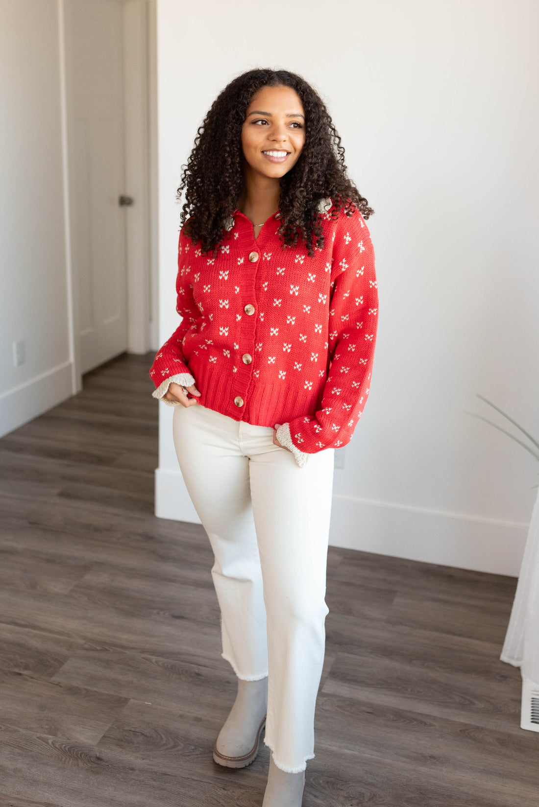 Laycee Red Collared Sweater Top