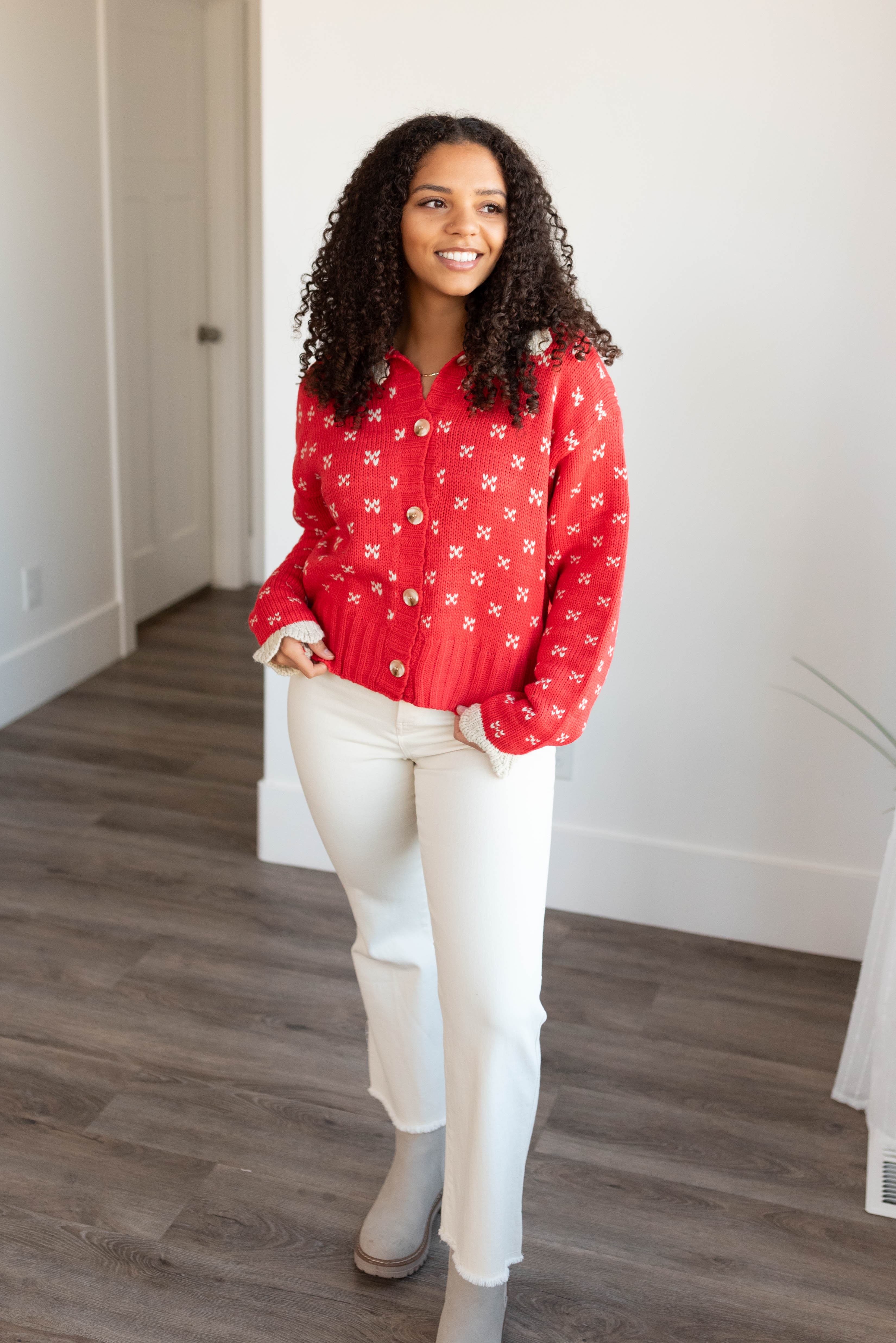 Laycee Red Collared Sweater Top