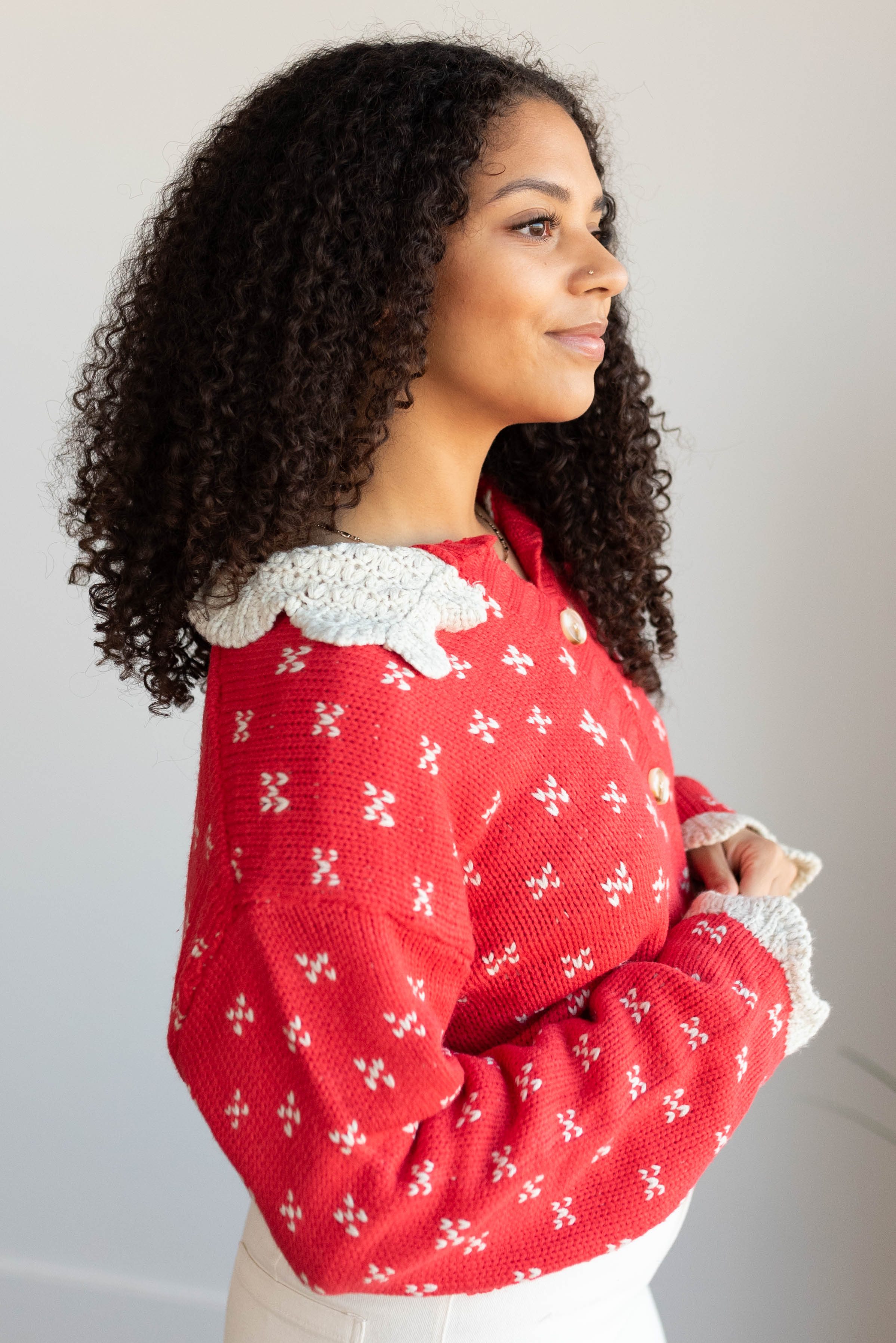 Laycee Red Collared Sweater Top