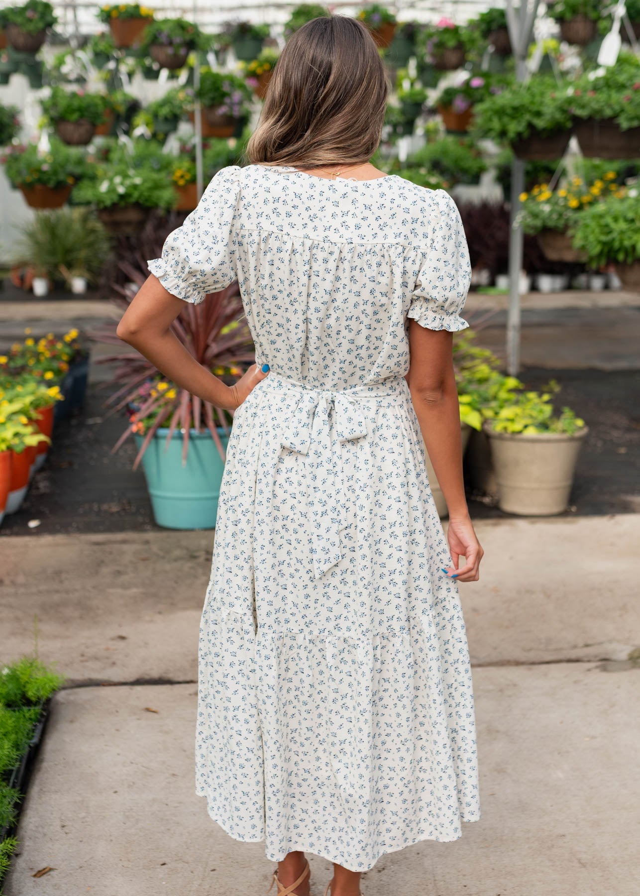 Layla Blue Floral Smocked Dress