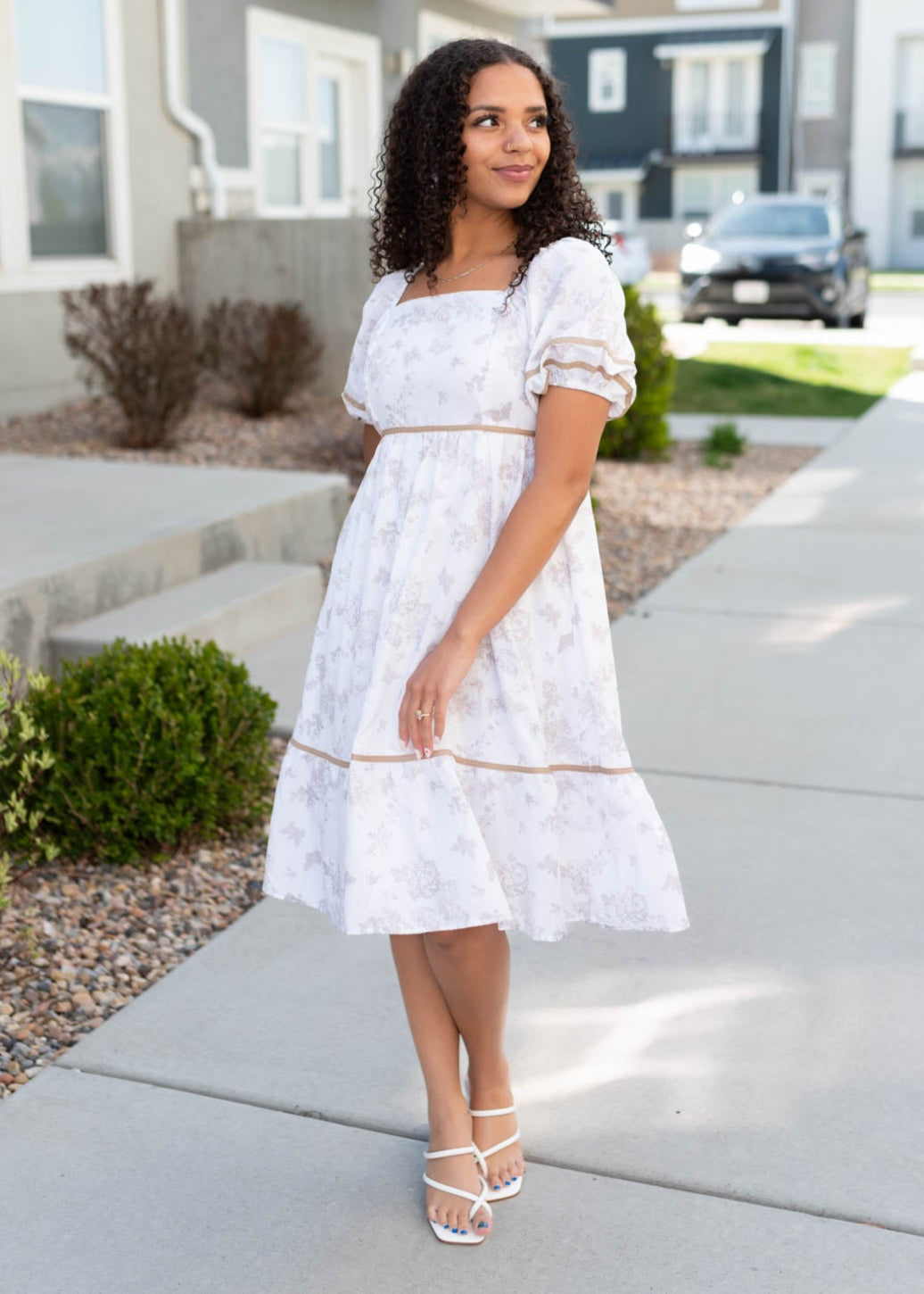 Layla Natural Floral Dress