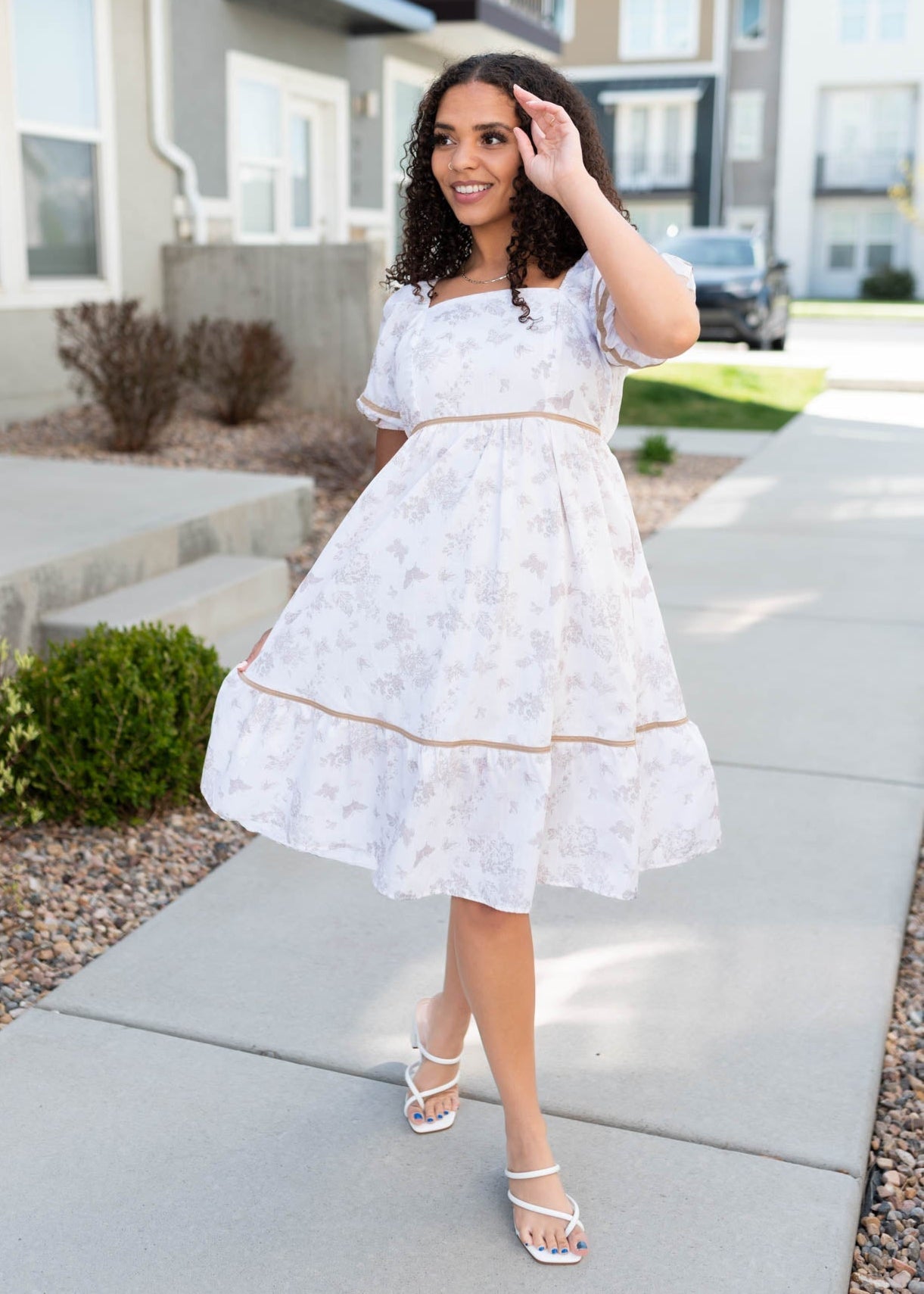 Layla Natural Floral Dress