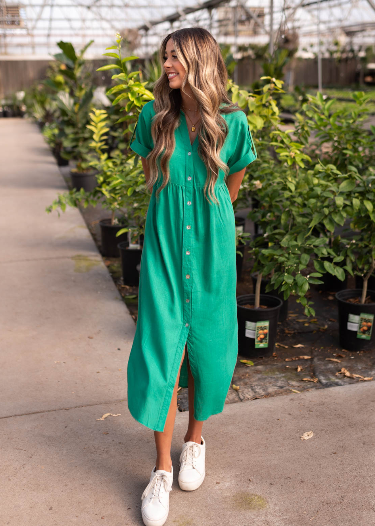 Leah Green Button Down Dress