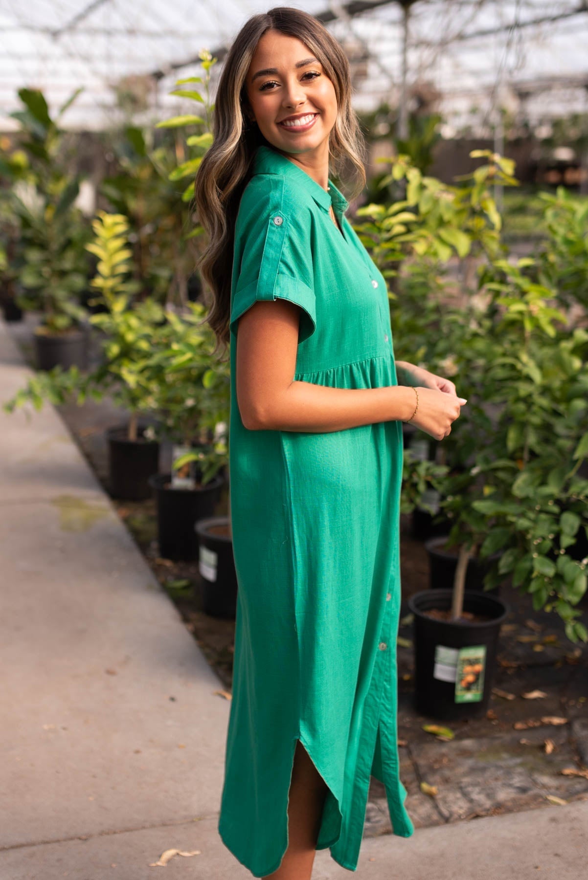 Leah Green Button Down Dress