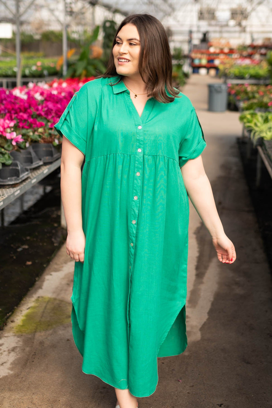 Leah Green Button Down Dress