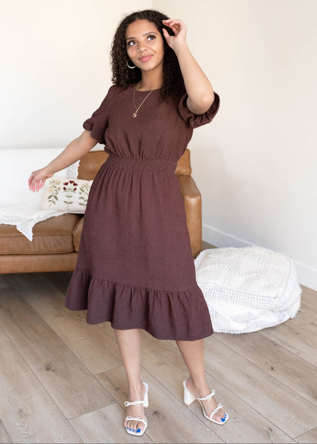 Leana Brown Textured Dress