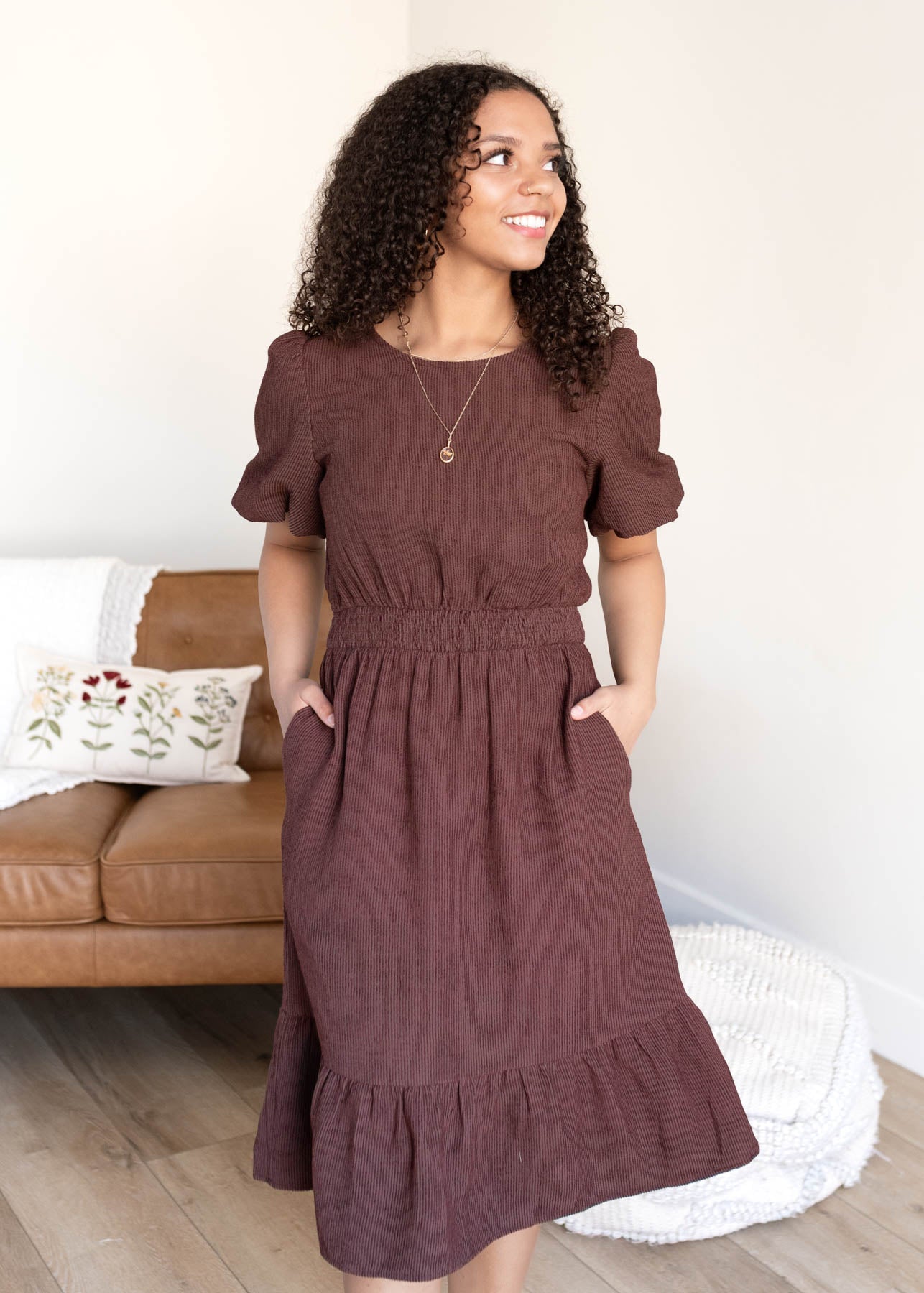 Leana Brown Textured Dress