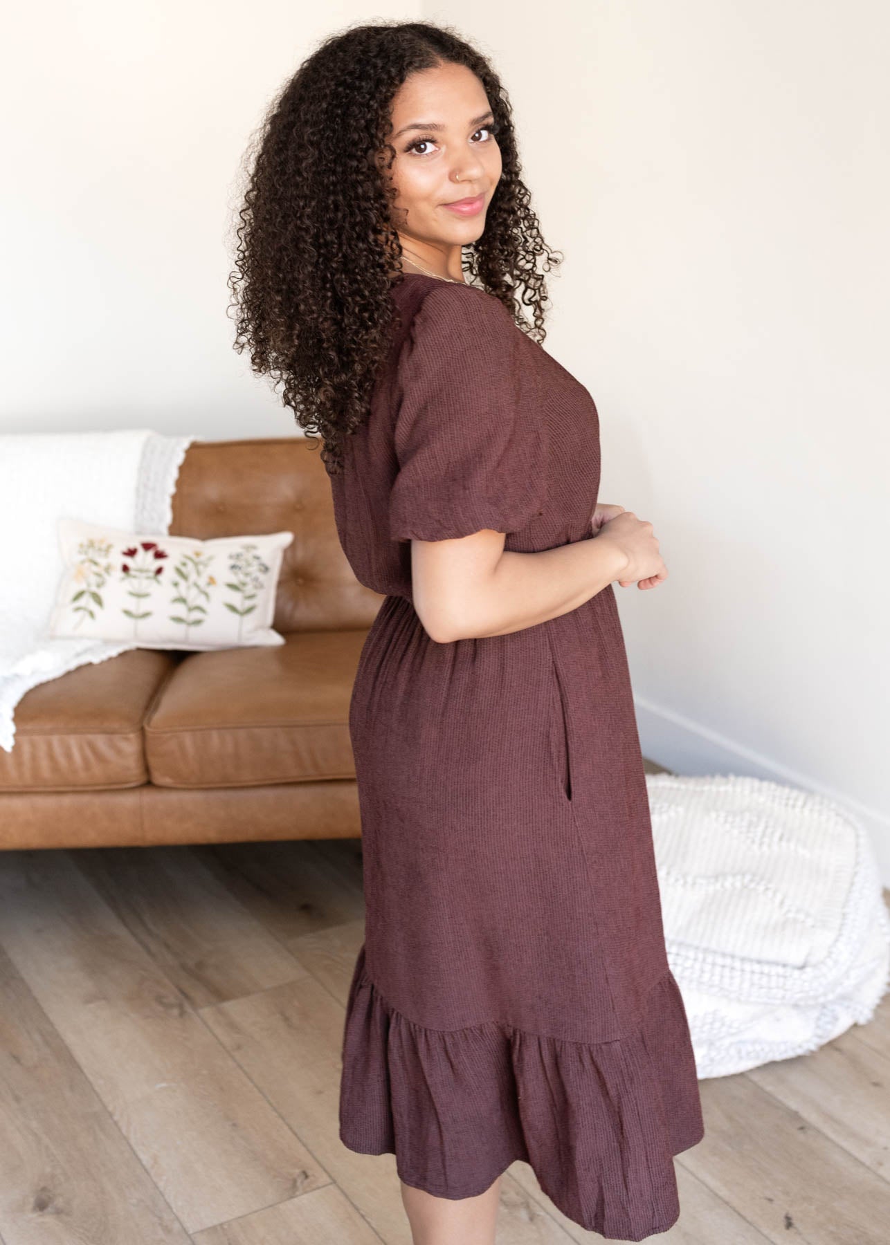 Leana Brown Textured Dress